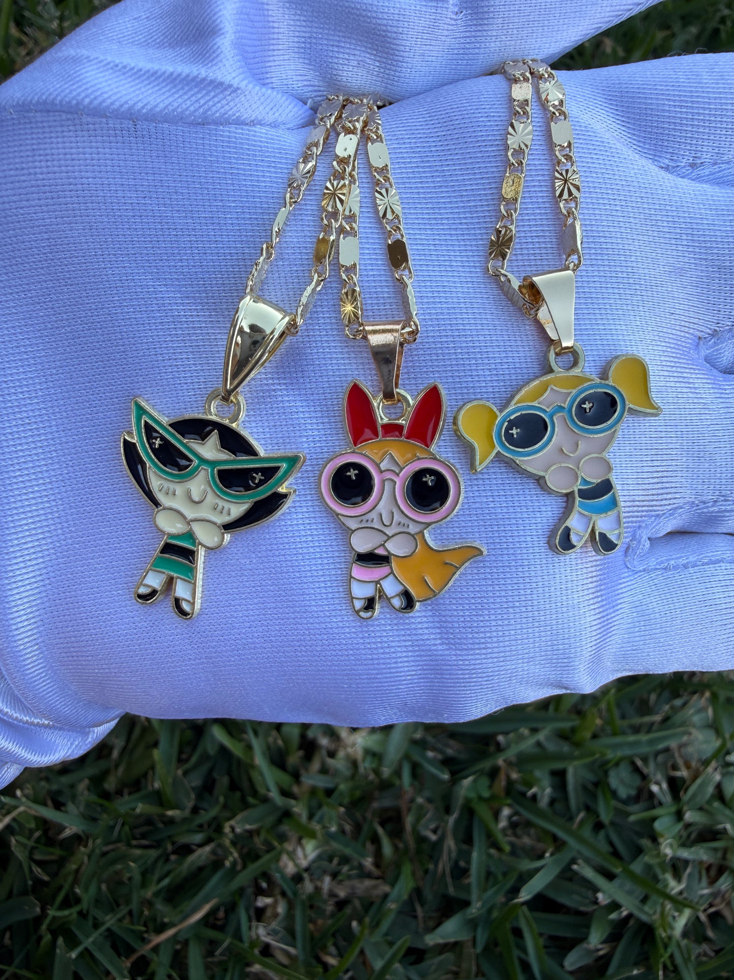 Girls - Puff - Girl Necklaces Pink- Blue- Green