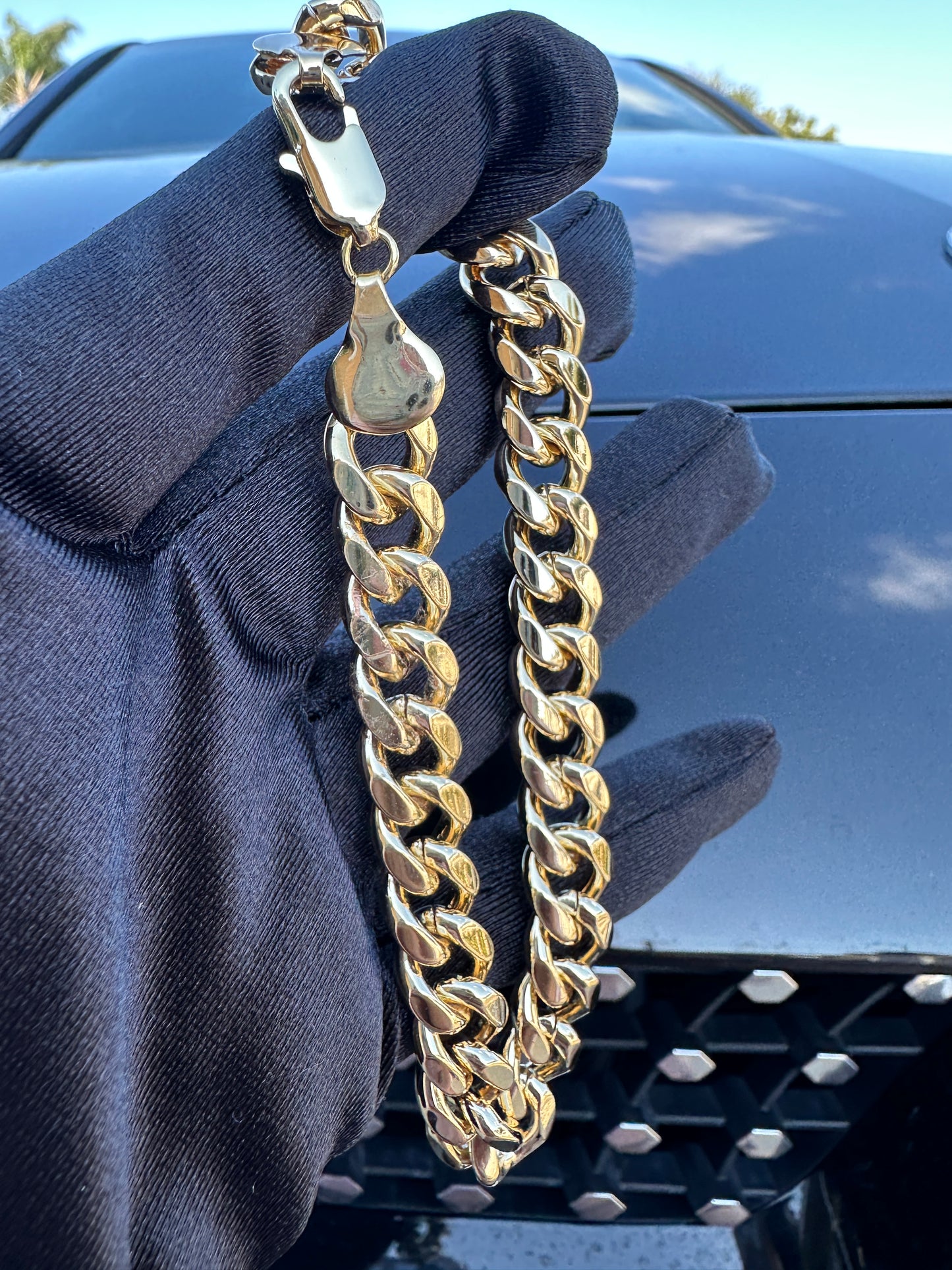 Solid Cuban Link Bracelet Gold Plated 18k