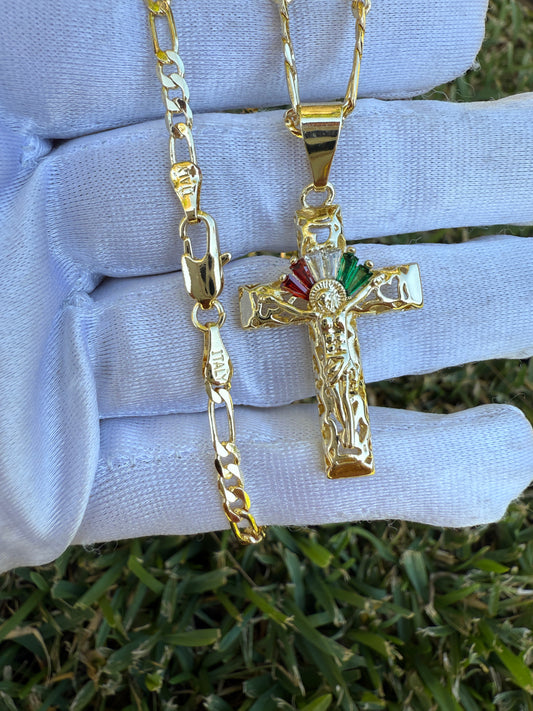 Cross Color Necklace with Jesus