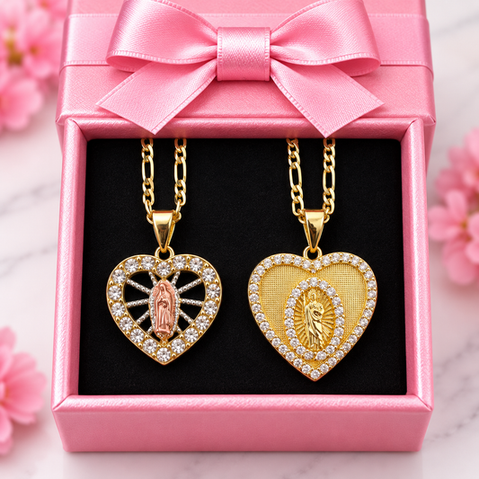 Heart St Jude - Virgin Mary - San Judas -Virgencita Necklace