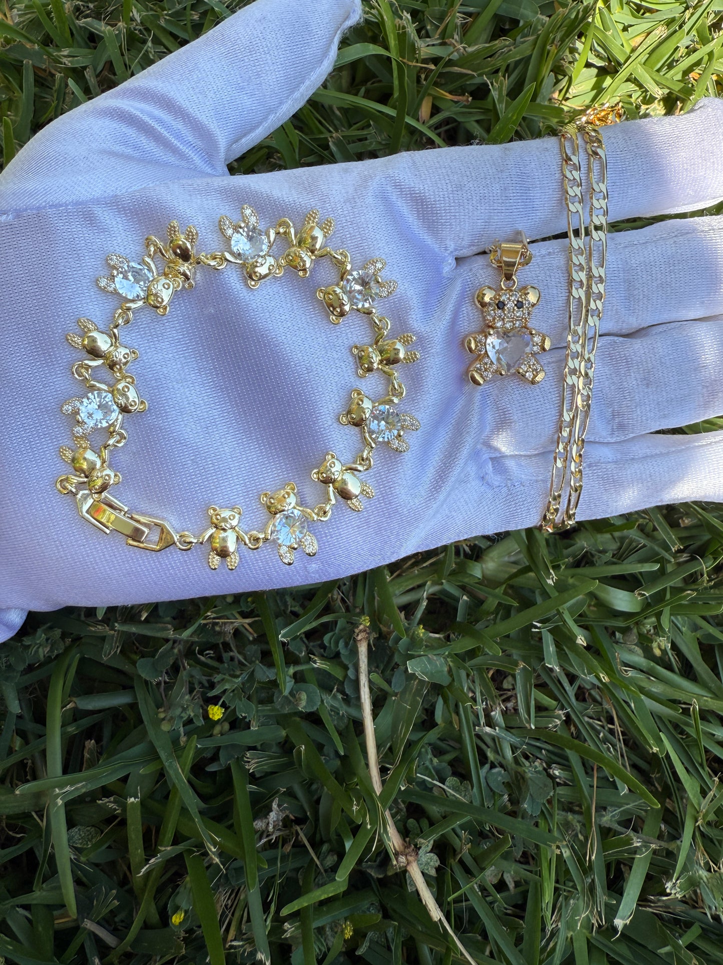 Bear Necklace and Bracelet Set for her