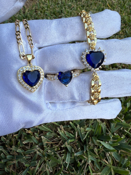 Heart Jewelry Set with Necklace,Ring, Bracelet