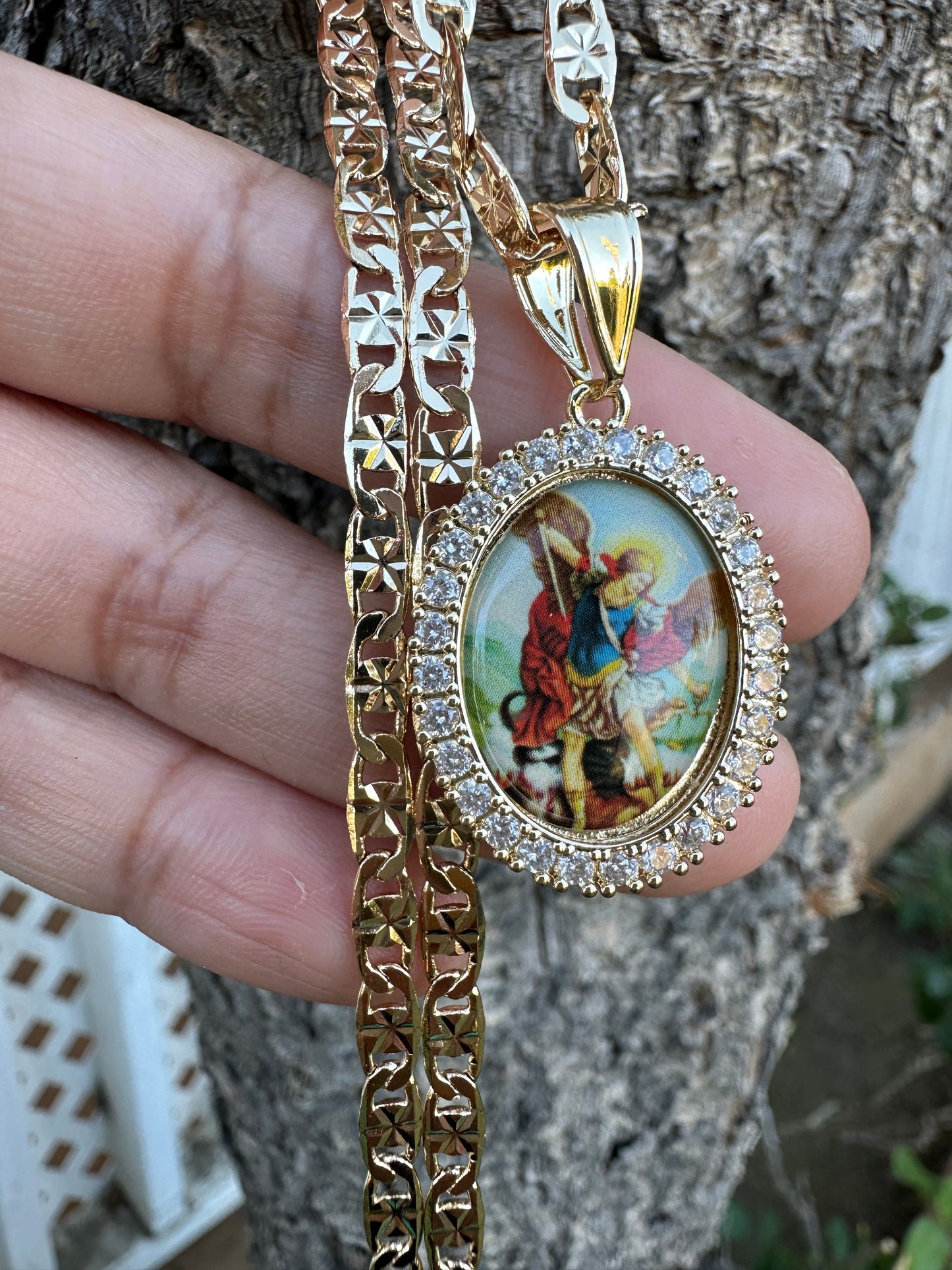 “Archangel” St Michael Archangel Necklace Gold Plated- San Miguel Arcangel. Saint Michael