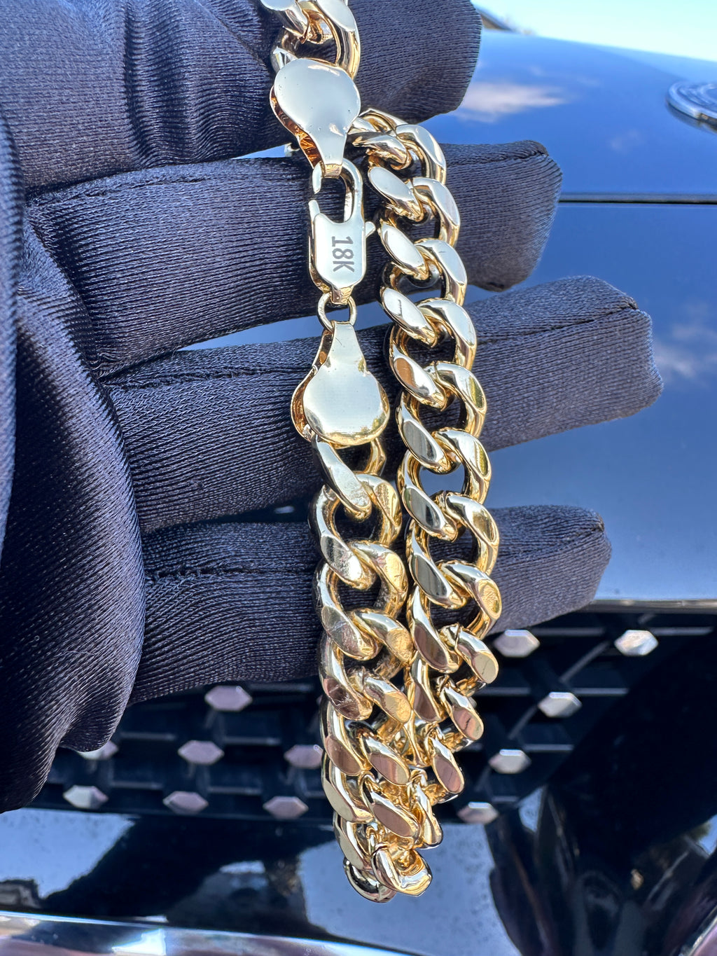 Solid Cuban Link Bracelet Gold Plated 18k