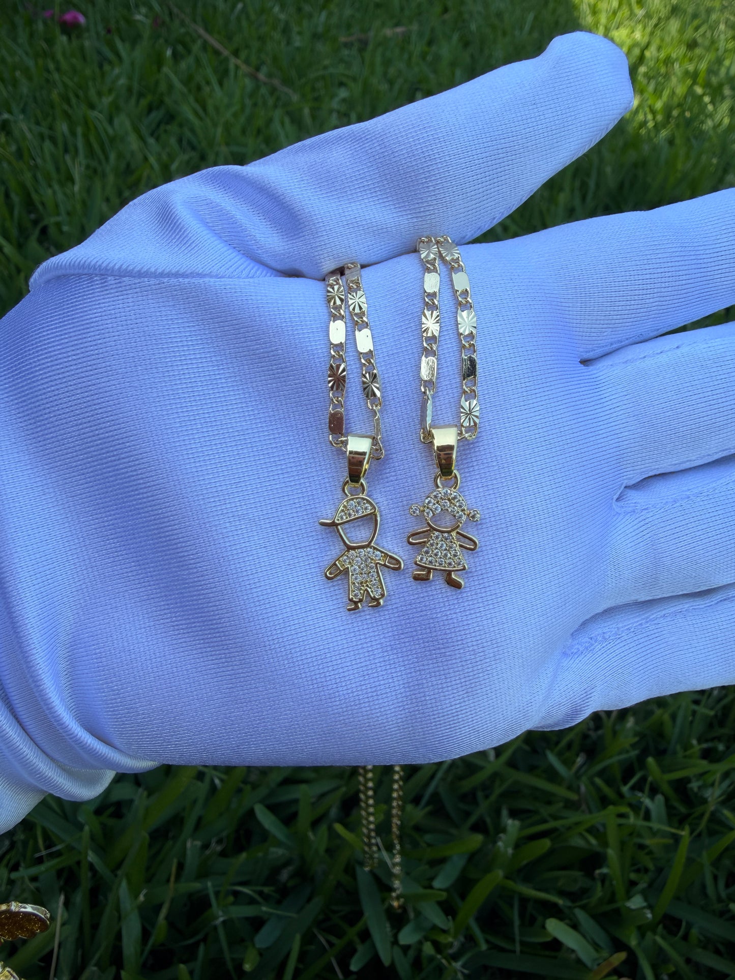 Boy Girl Charm Necklace with Chain - Gold Color Fashionable Design, Perfect for Everyday Wear