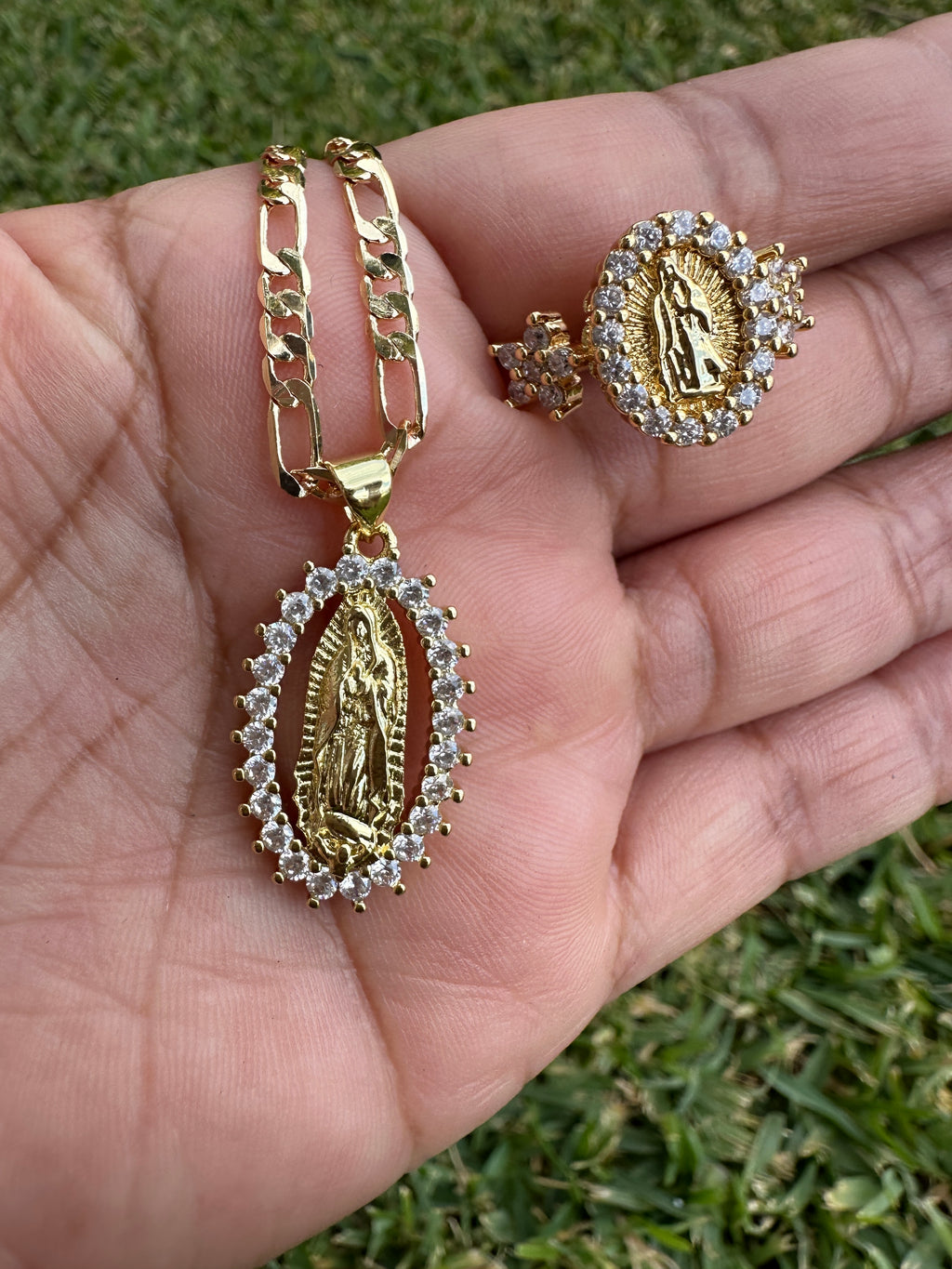 “Our Lady” Necklace and Ring Set -Virgencita Necklace Set - Virgin Jewelry Set