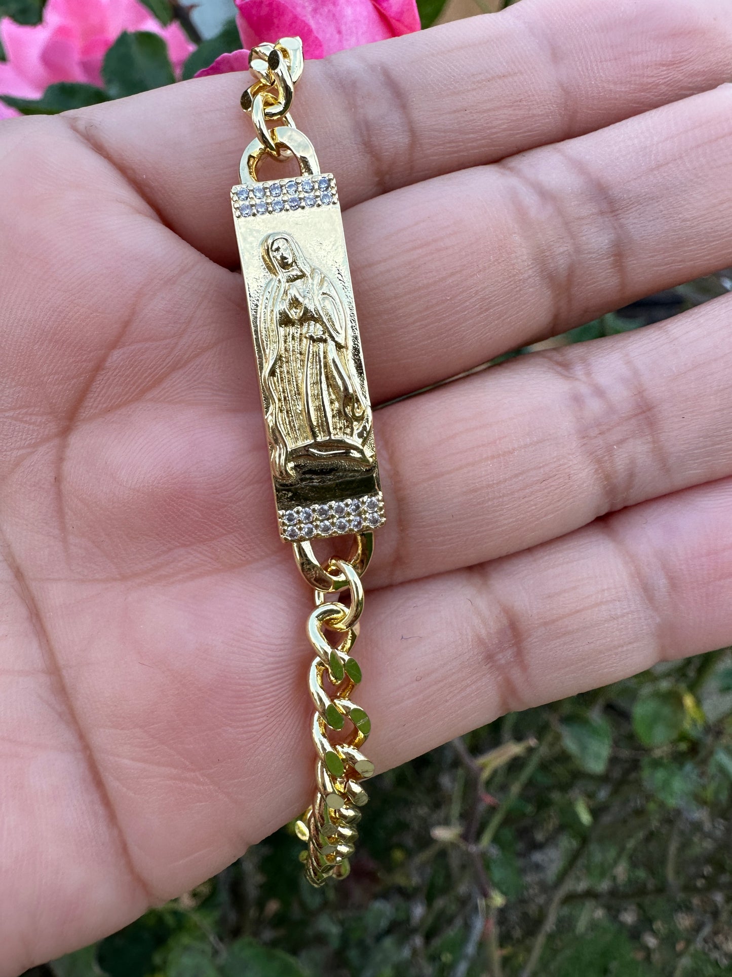 Virgin Mary Cuban Bracelet Gold Plated - Esclava Virgencita