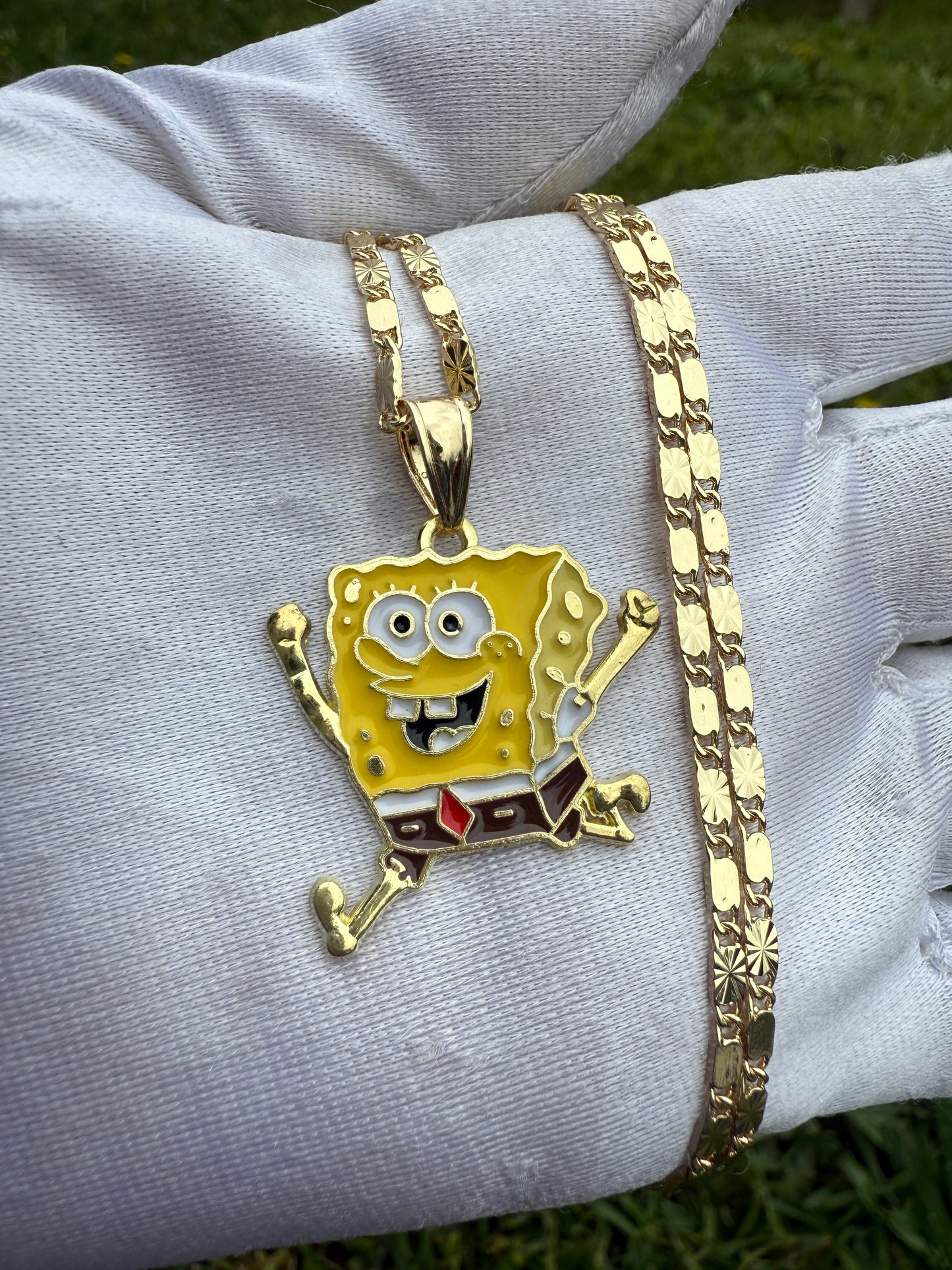 Cartoon Necklace with Sponge or Pink Star Charm