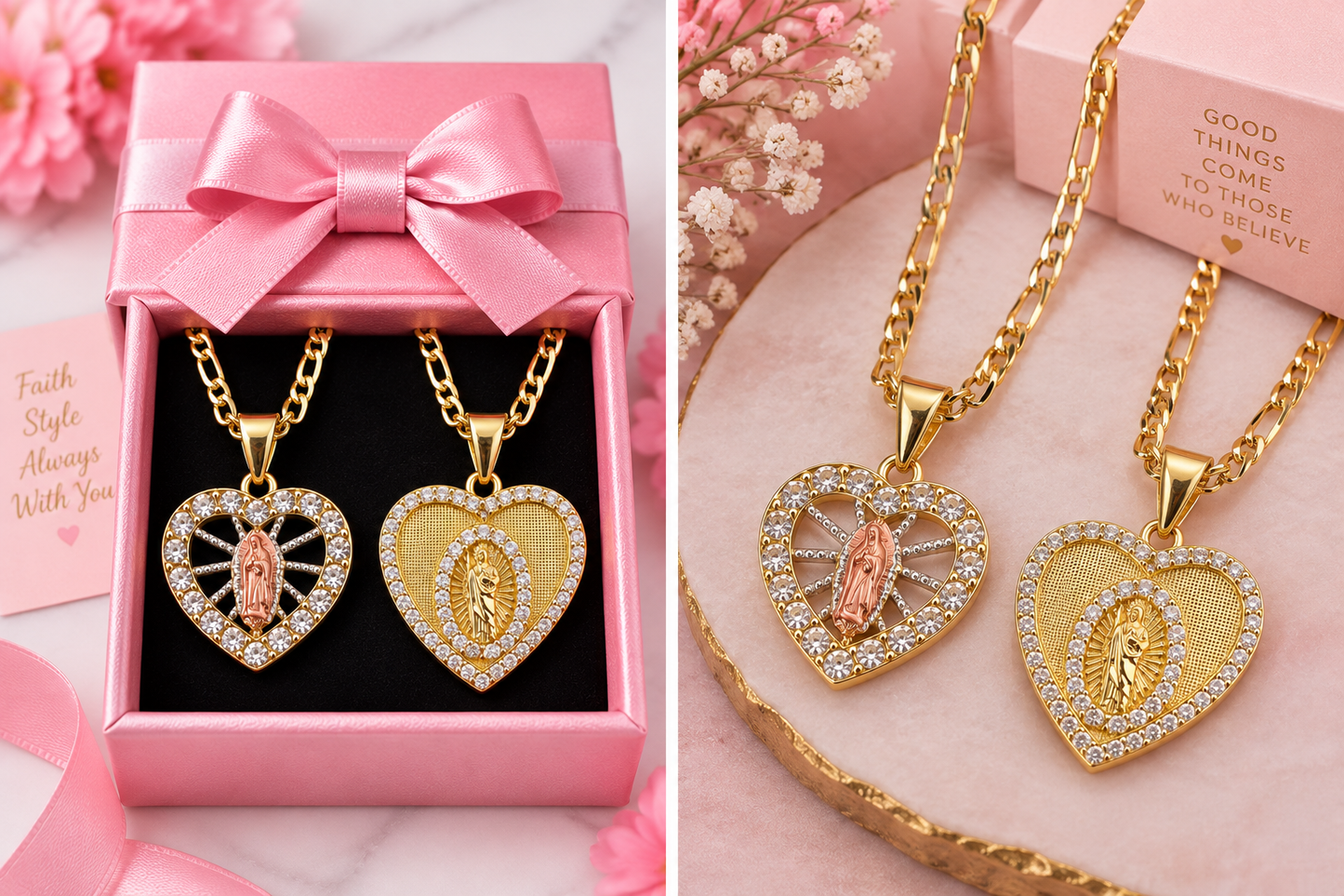 Heart St Jude - Virgin Mary - San Judas -Virgencita Necklace