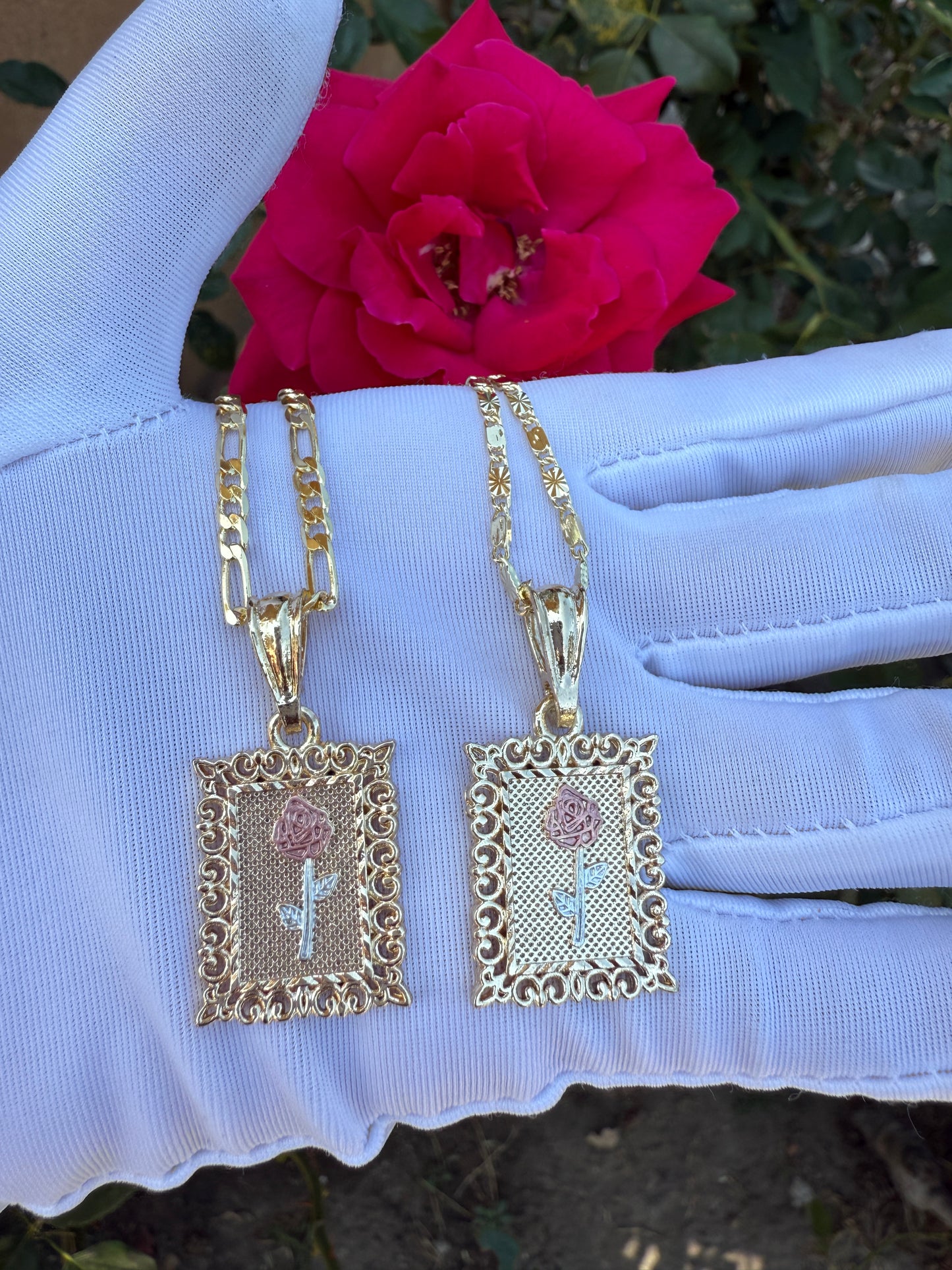 Rose Pedant with Chain Gold Plated Rose Necklace