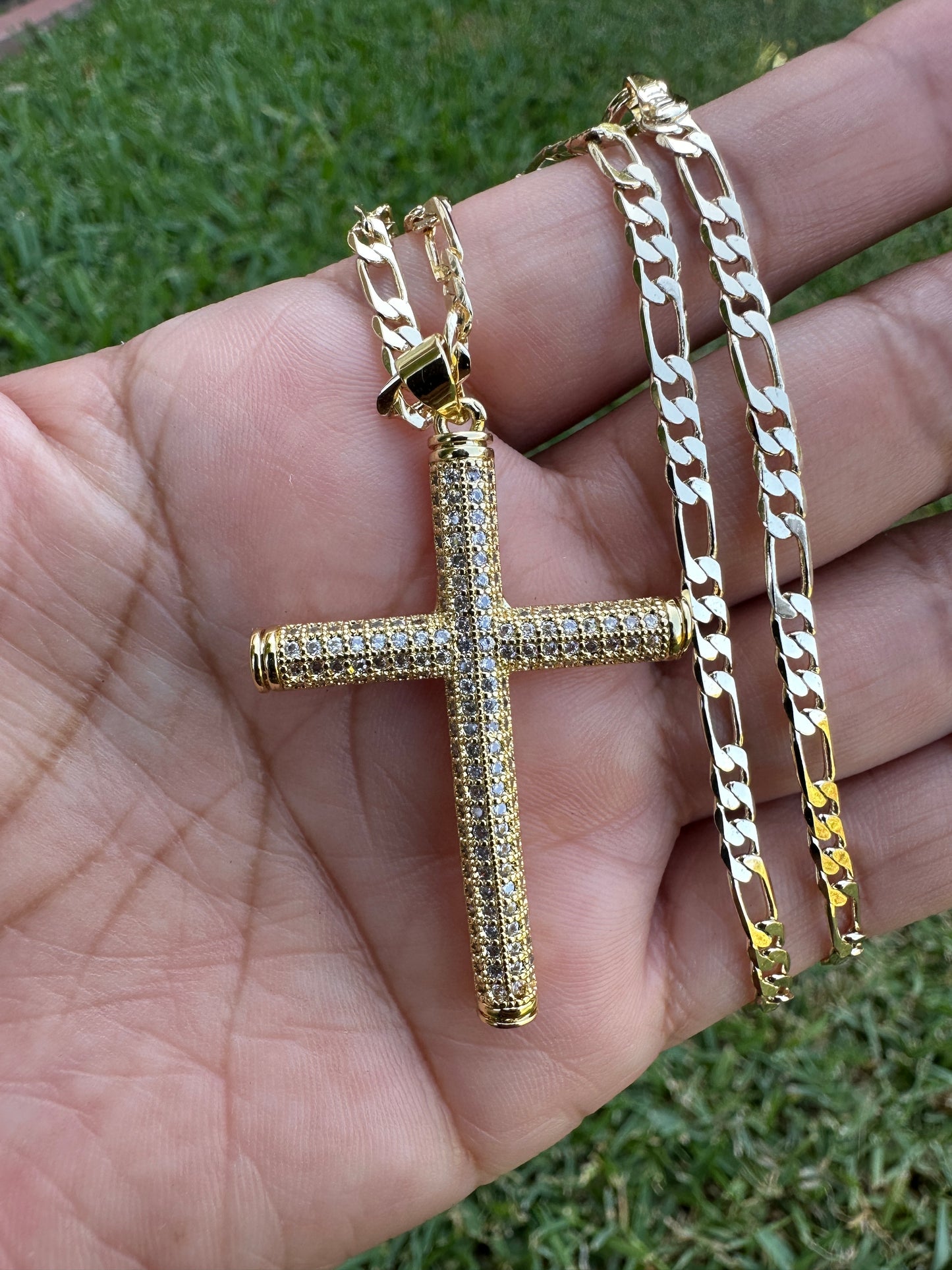 “All Fine” Cross Necklace double sided -Gold Plated