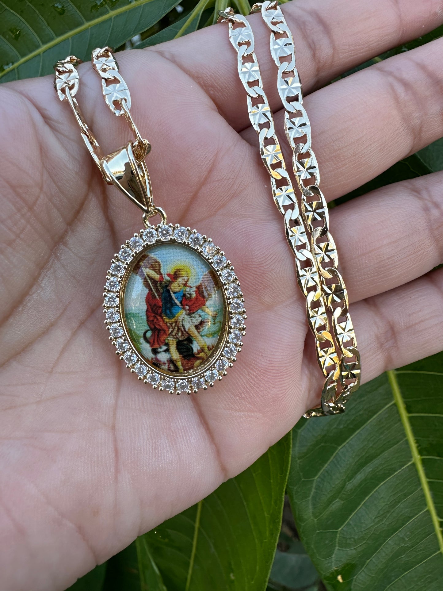 “Archangel” St Michael Archangel Necklace Gold Plated- San Miguel Arcangel. Saint Michael