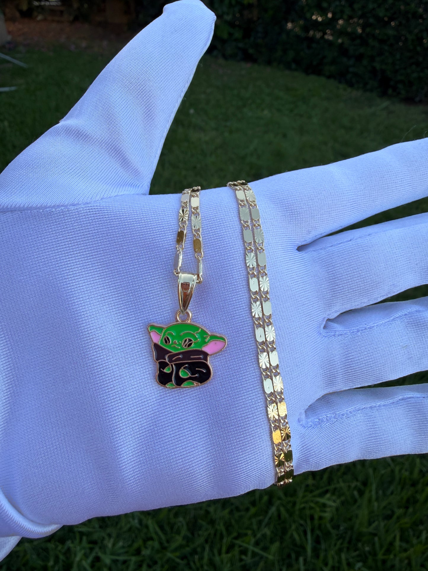 Green character  Necklace -Green Alien- Baby YOD