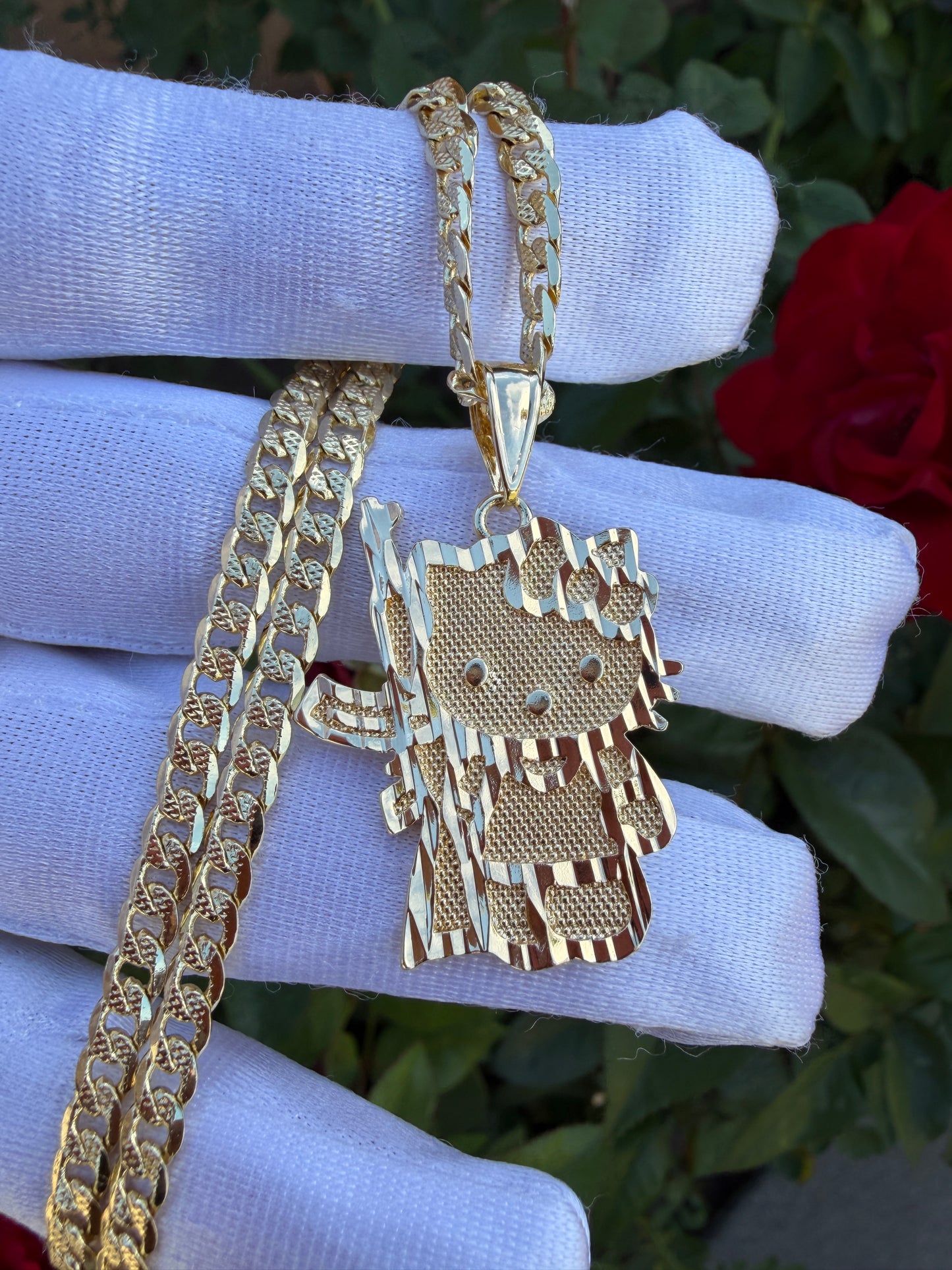 Soldier Kitty Necklace - with Cuban Chain