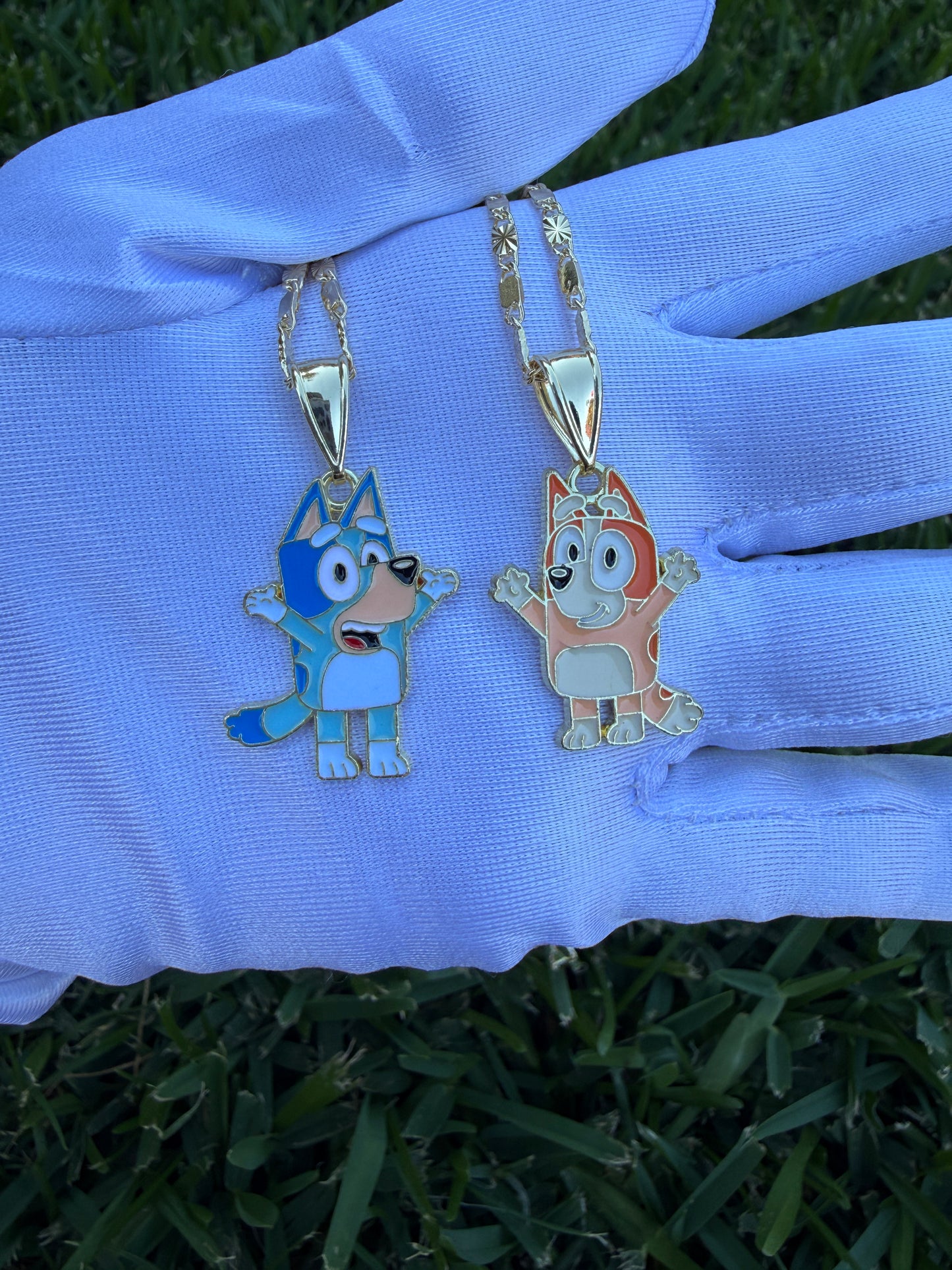 Blue dog Necklace Orange Dog Necklace