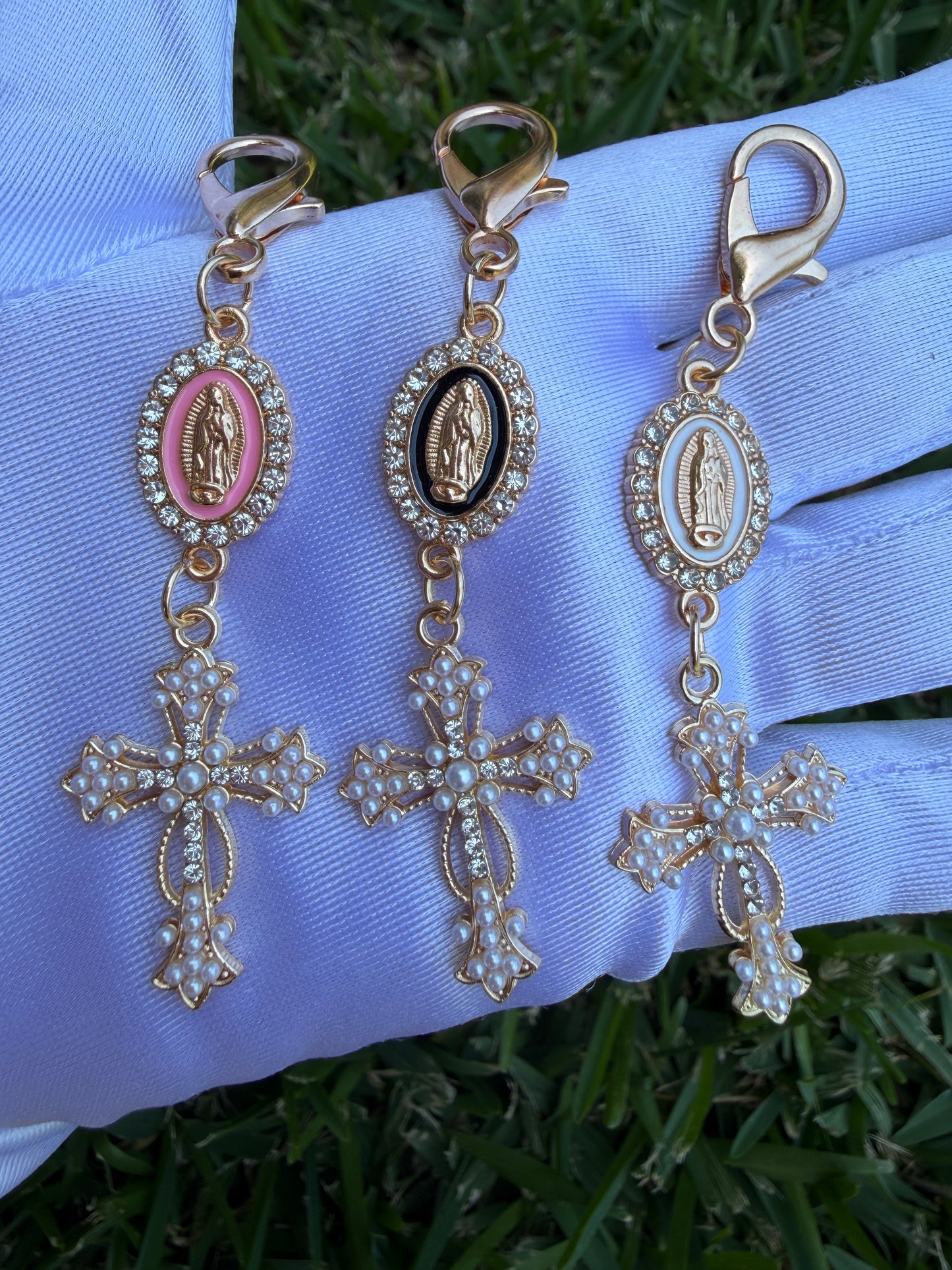 Stylish Cross Keychain with Virgin Mary Charm , Stylish Keychain
