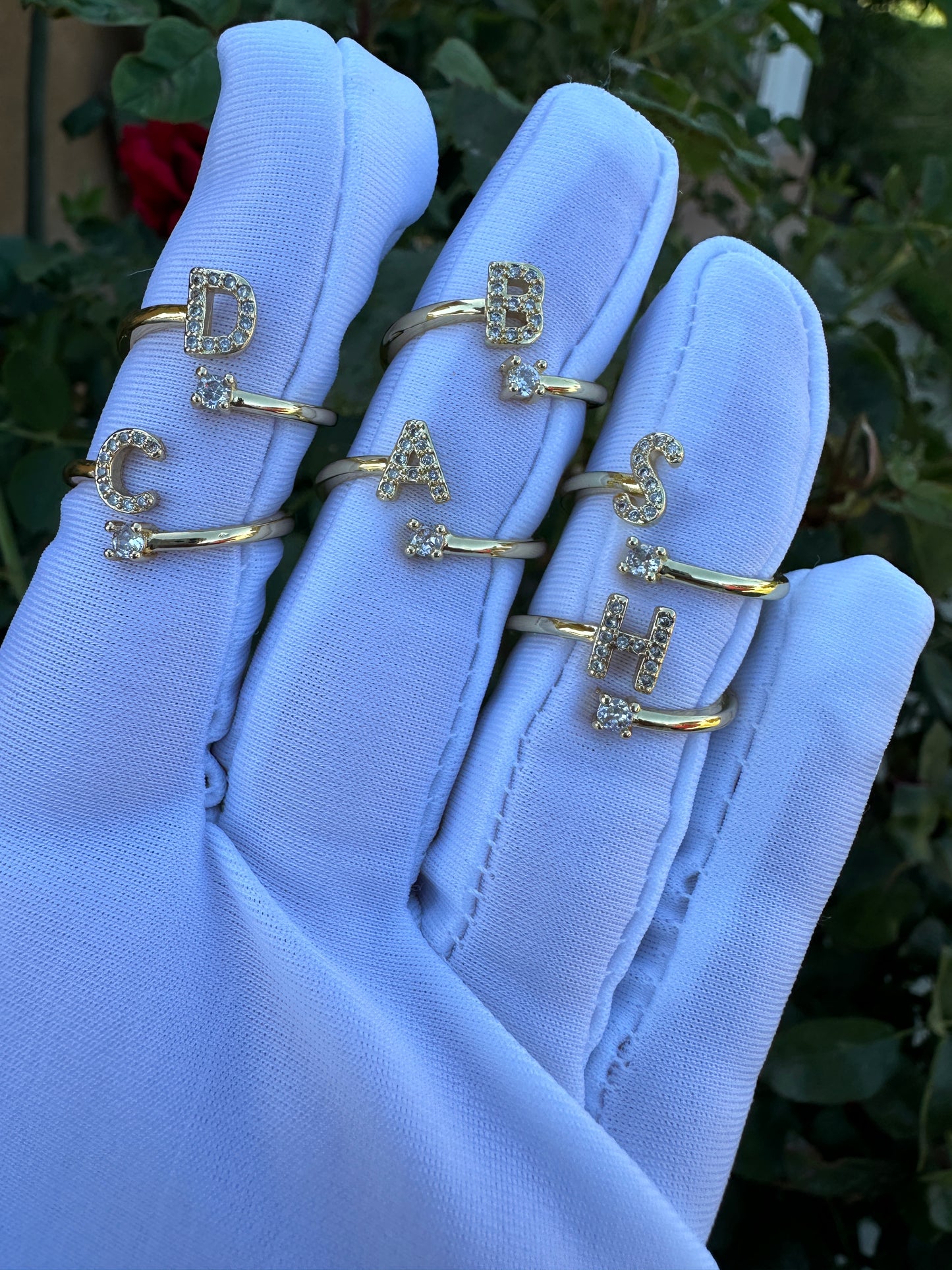 Letter Initial Adjustable Rings for him or her gold plated