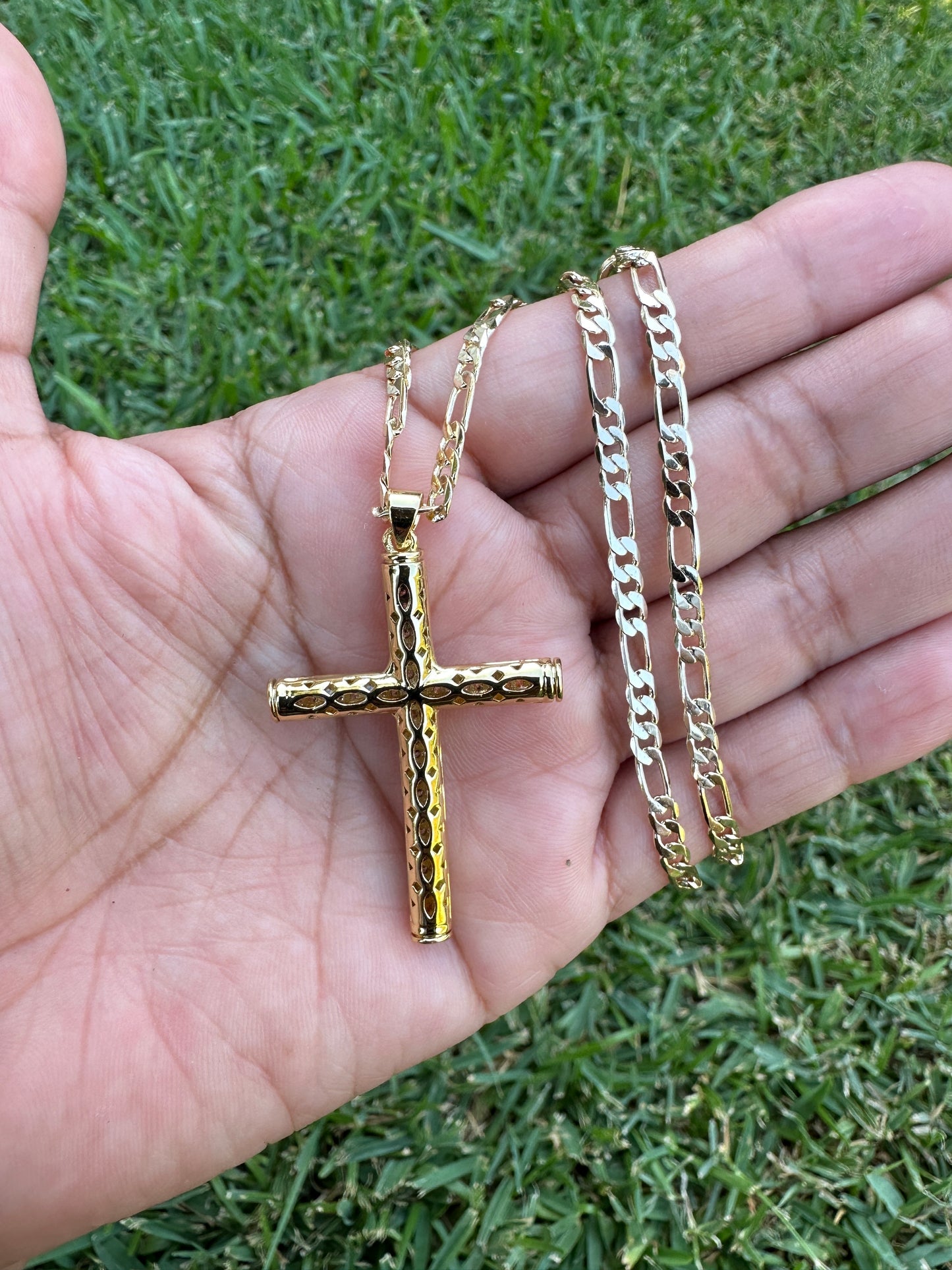 “All Fine” Cross Necklace double sided -Gold Plated