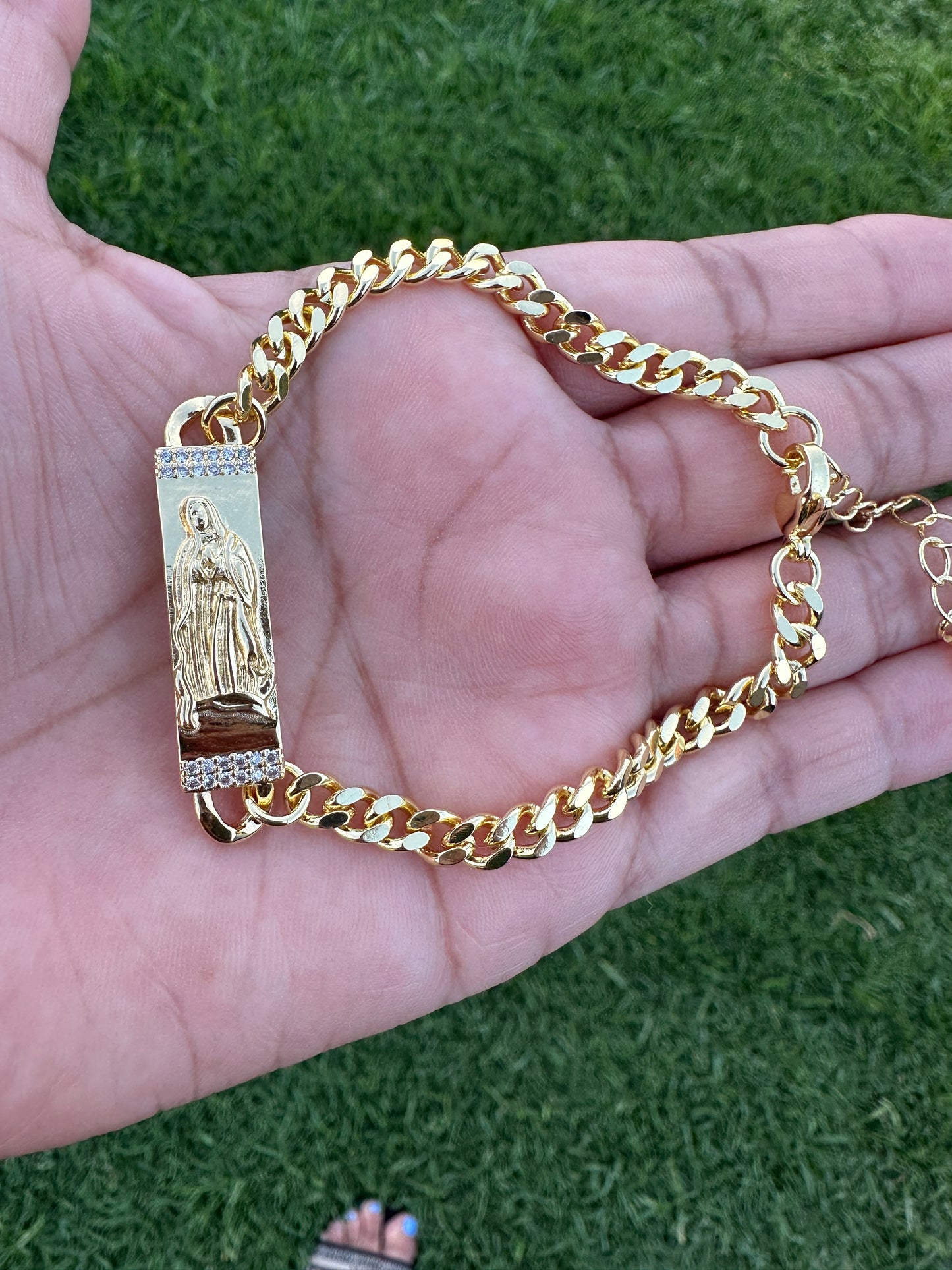 Virgin Mary Cuban Bracelet Gold Plated - Esclava Virgencita