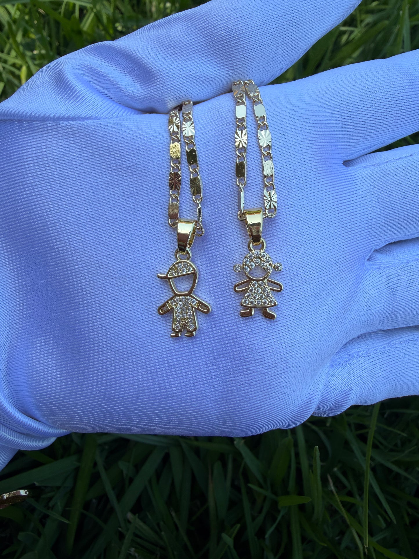 Boy Girl Charm Necklace with Chain - Gold Color Fashionable Design, Perfect for Everyday Wear