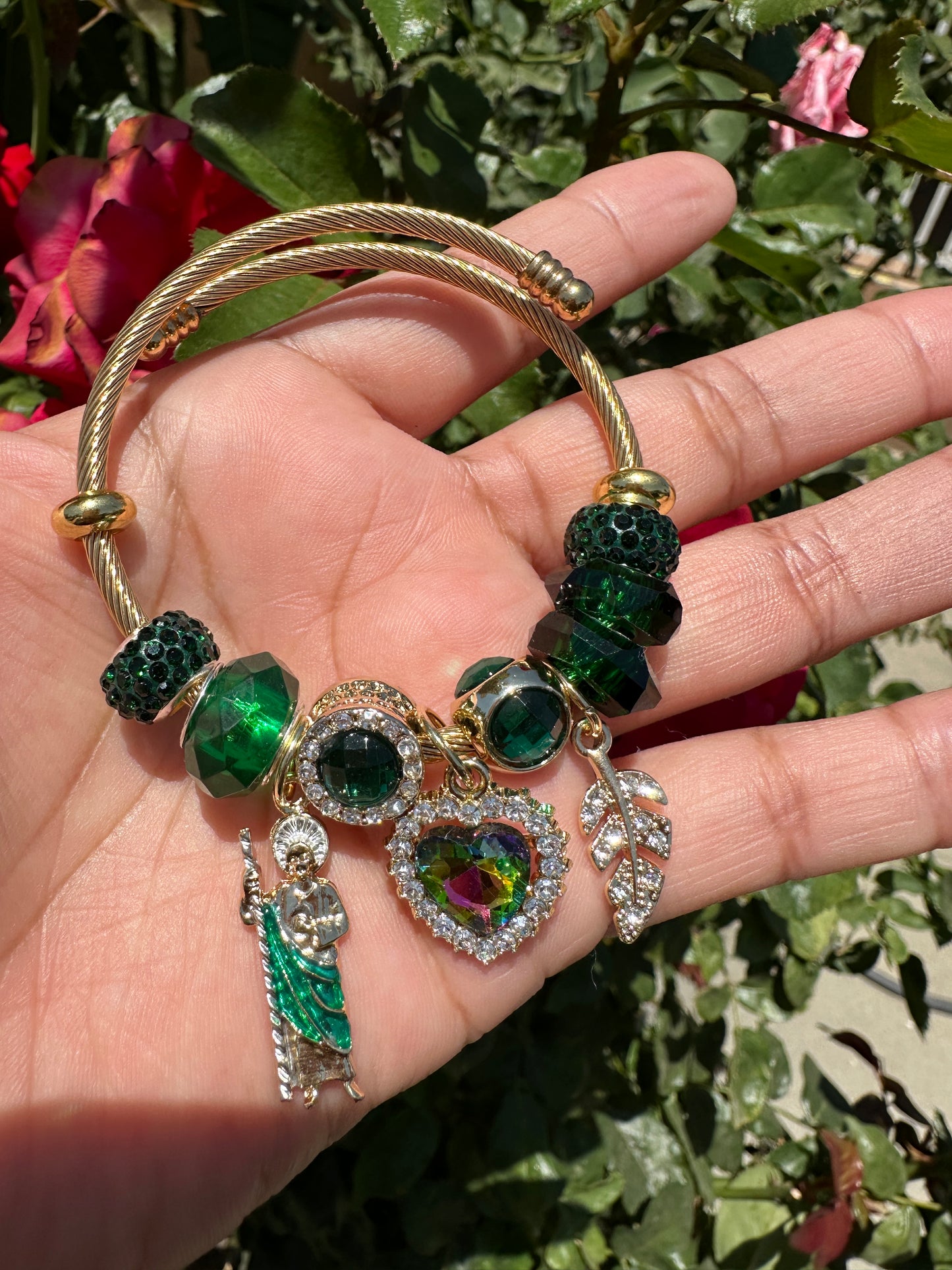 Green St.Jude Charm Bracelet