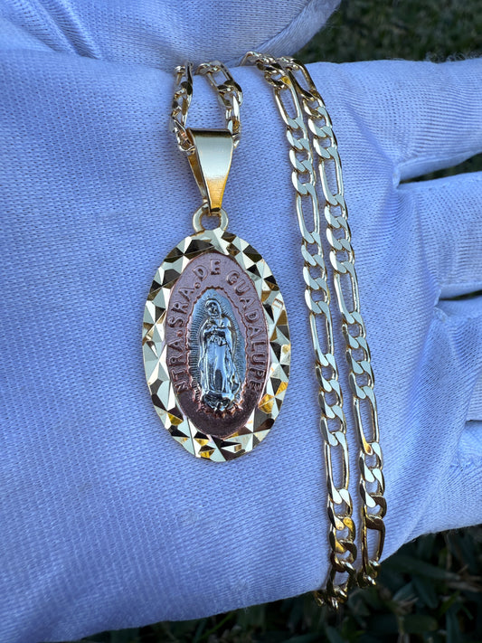 Our Lady of Guadalupe Necklaces with Chain Gold Plated