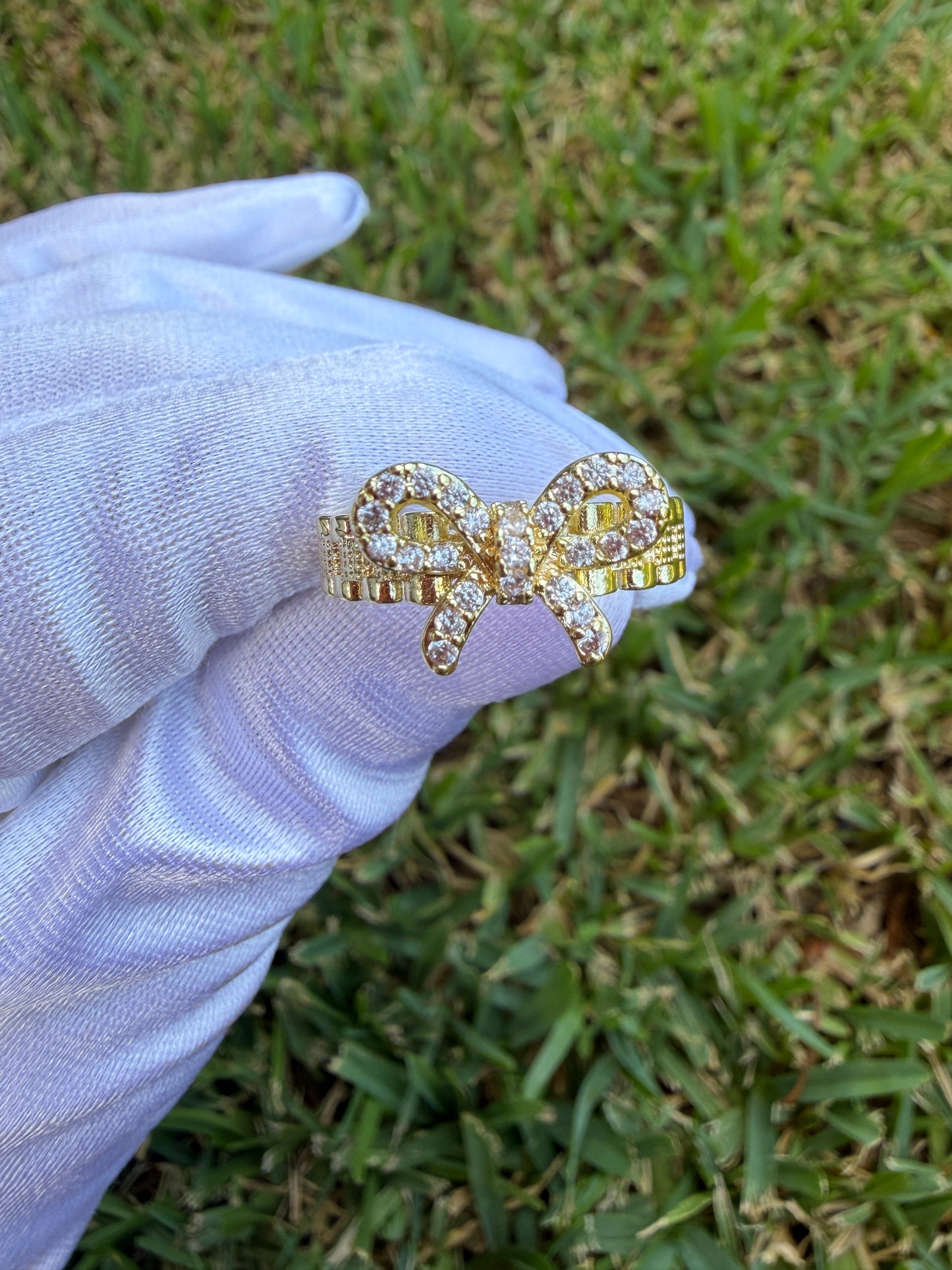 CZ Bow Ring – 18K Gold Plated