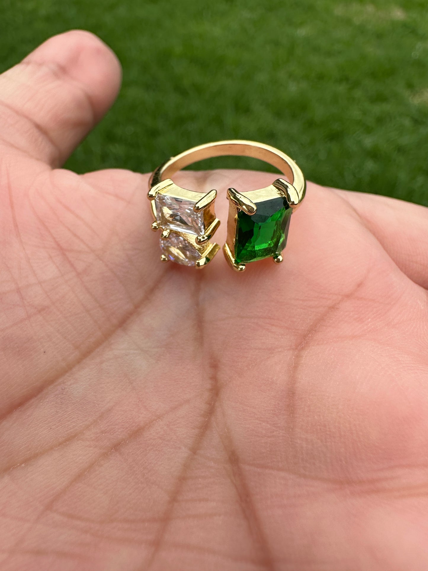 Green Diamond Ring Adjustable