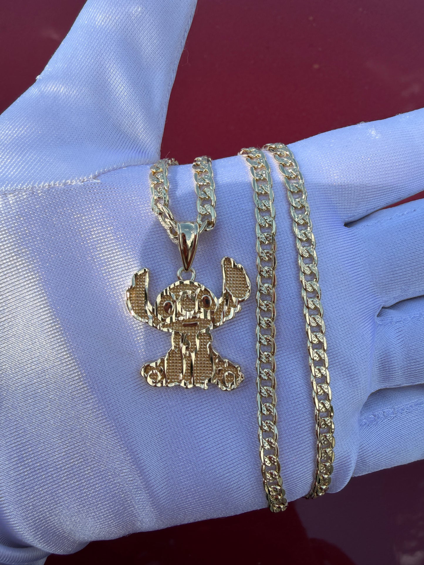 Aloha Stich Necklace with Cuban chain
