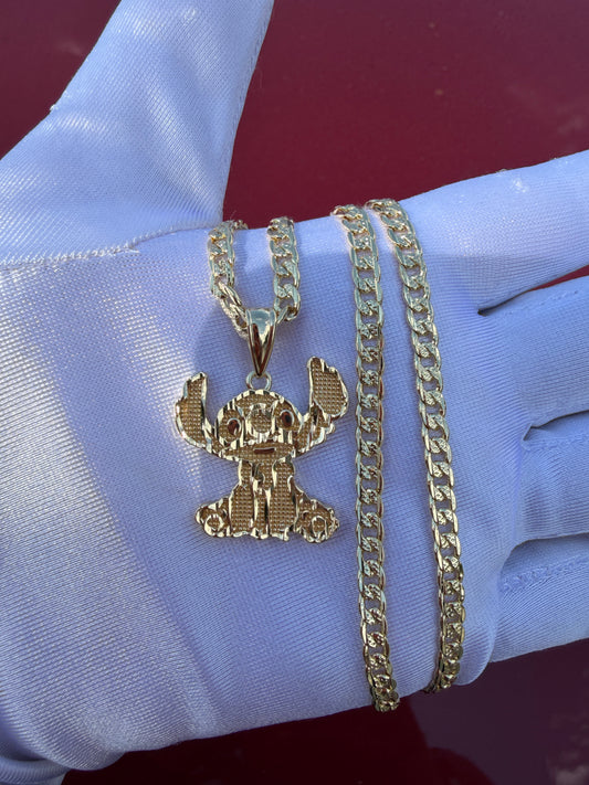 Aloha Stich Necklace with Cuban chain