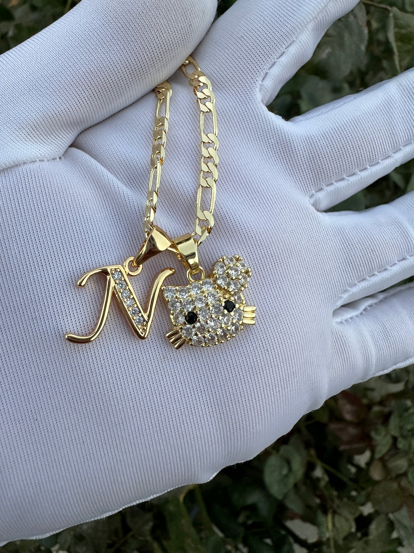 Cat Personalized Necklace with Letter initial Plated