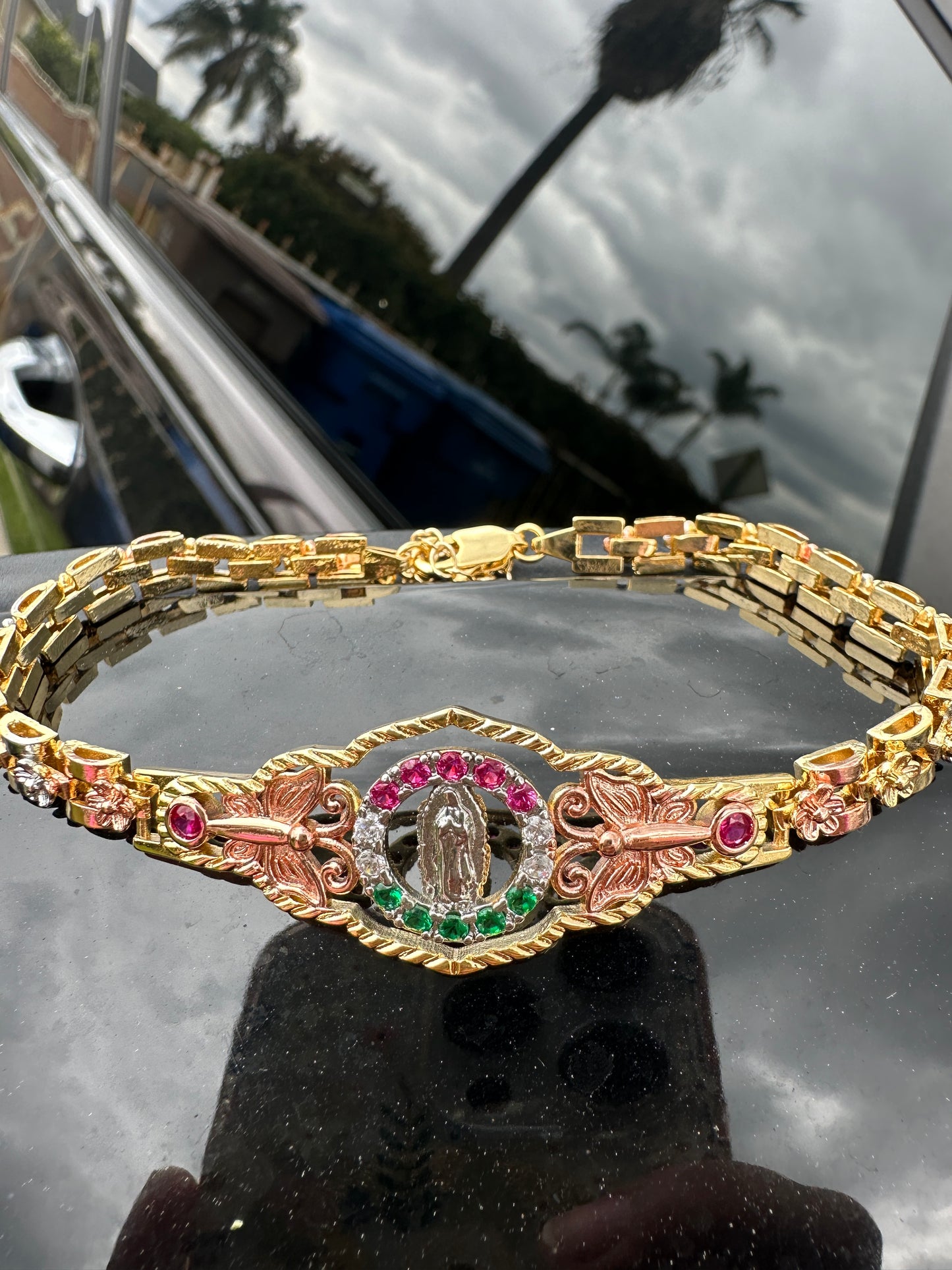 Virgencita Bracelet Tricolor Gold Plated