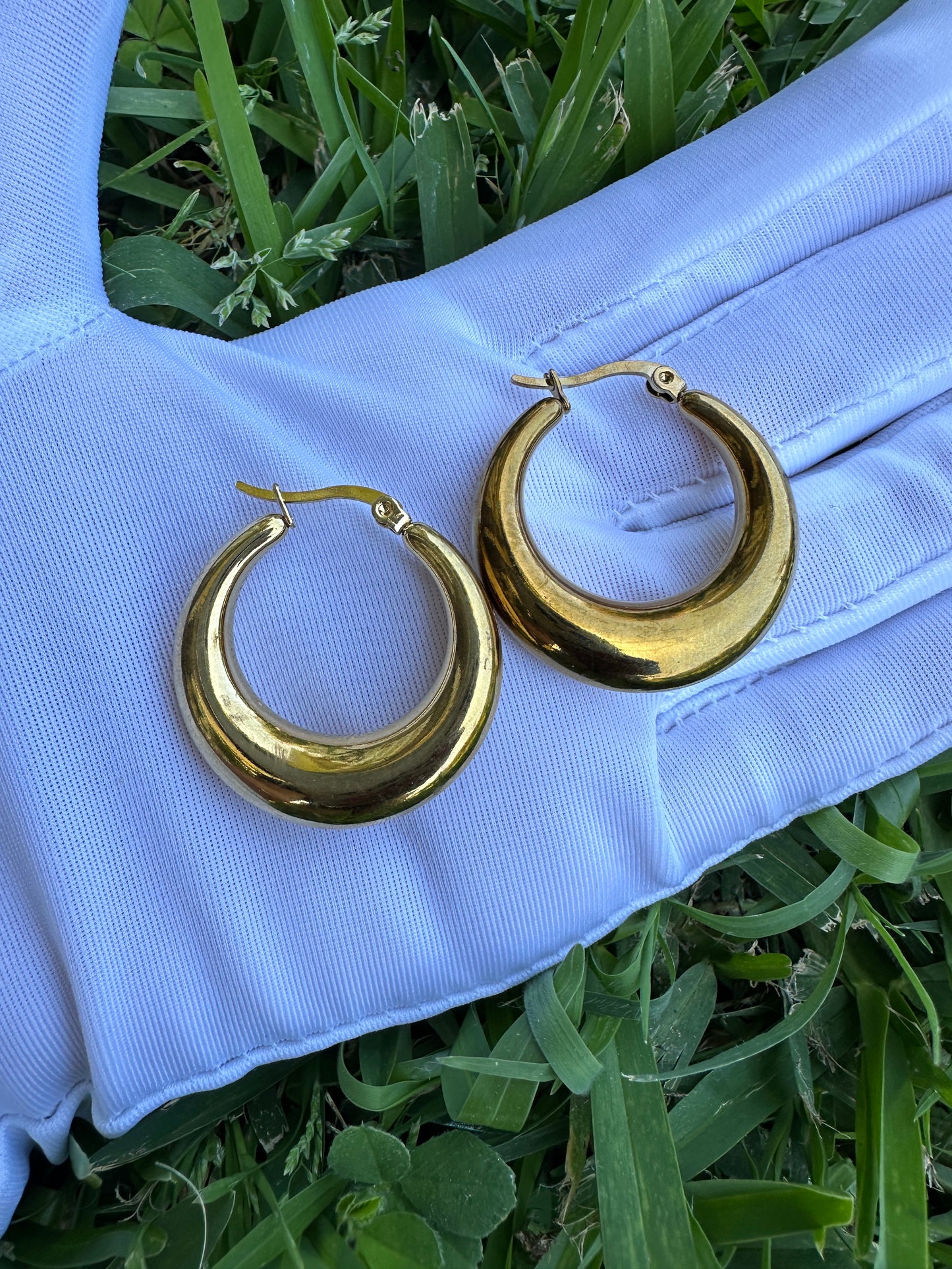 Gold Plated Hoop Thick Earrings