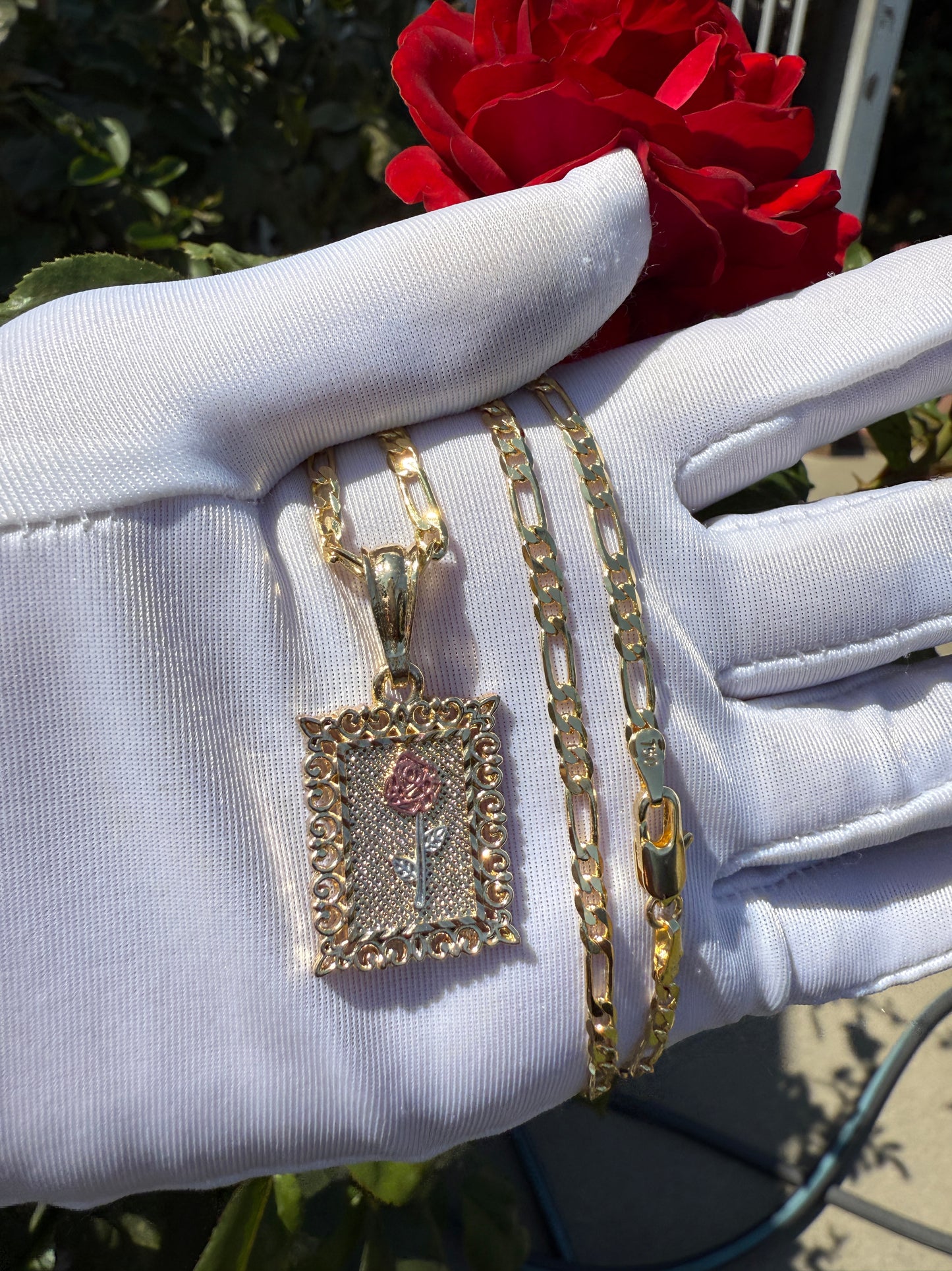 Rose Pedant with Chain Gold Plated Rose Necklace