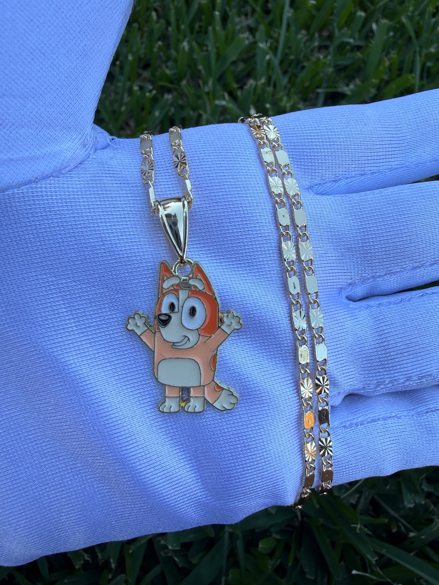 Blue dog Necklace Orange Dog Necklace