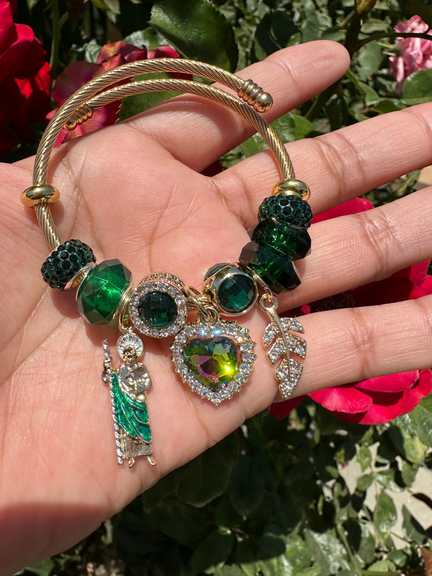 Green St.Jude Charm Bracelet