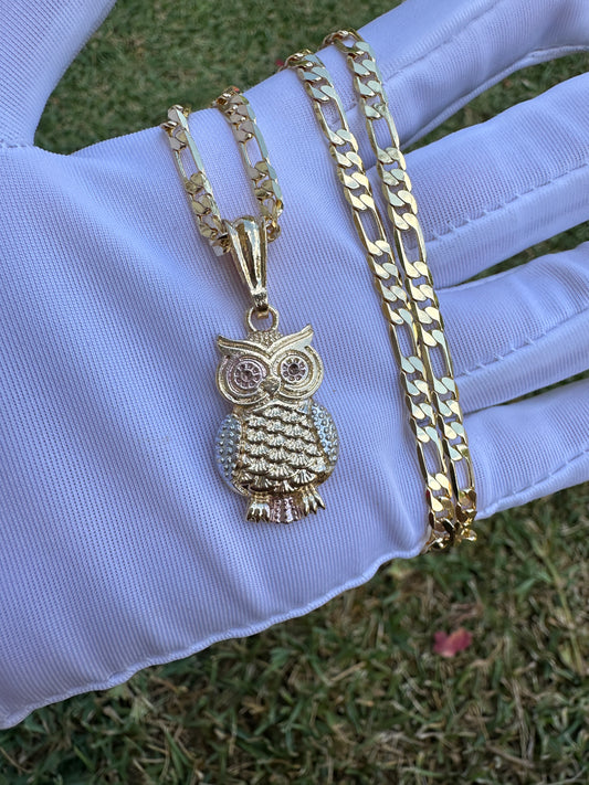 “My little Owl” Necklace Tricolor Gold Plated