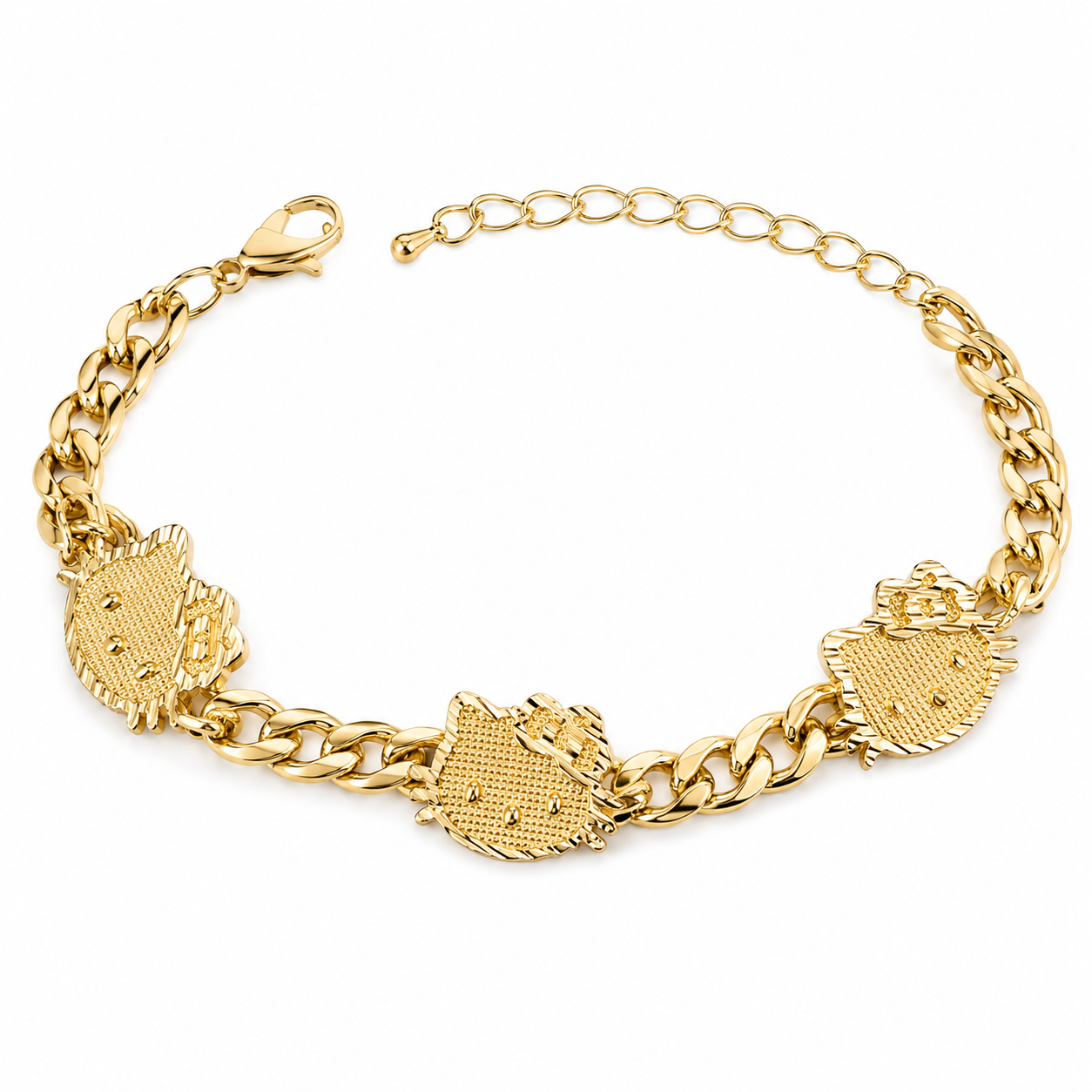 Kitty Head Bracelet - 7.5 inches with extender
