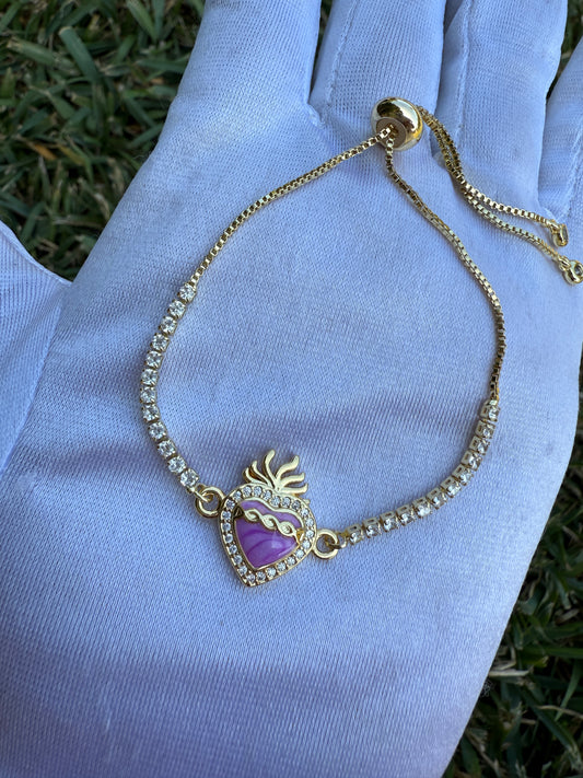 Heart Purple Bracelet adjustable