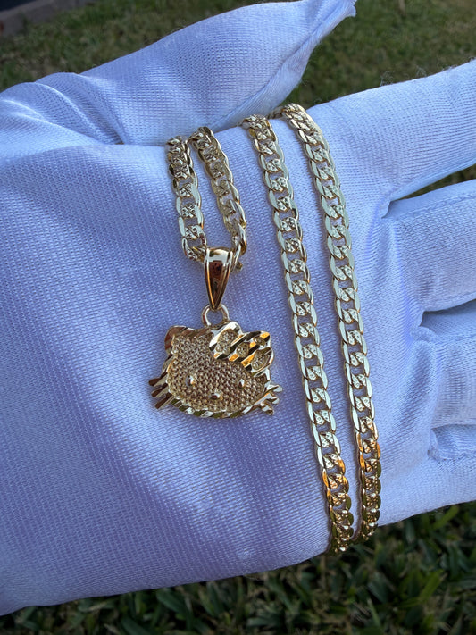 Kitty Necklace with Cuban chain