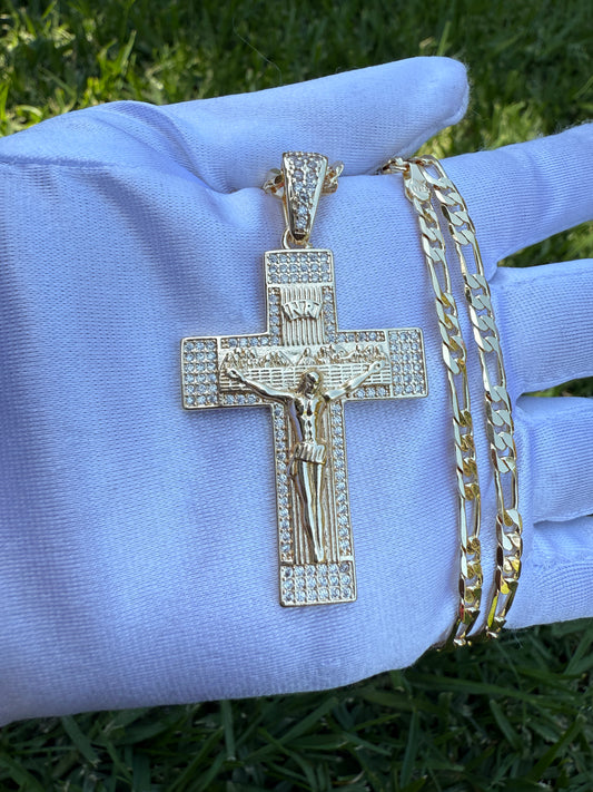 Cross Bling Necklace Plated Crucifix
