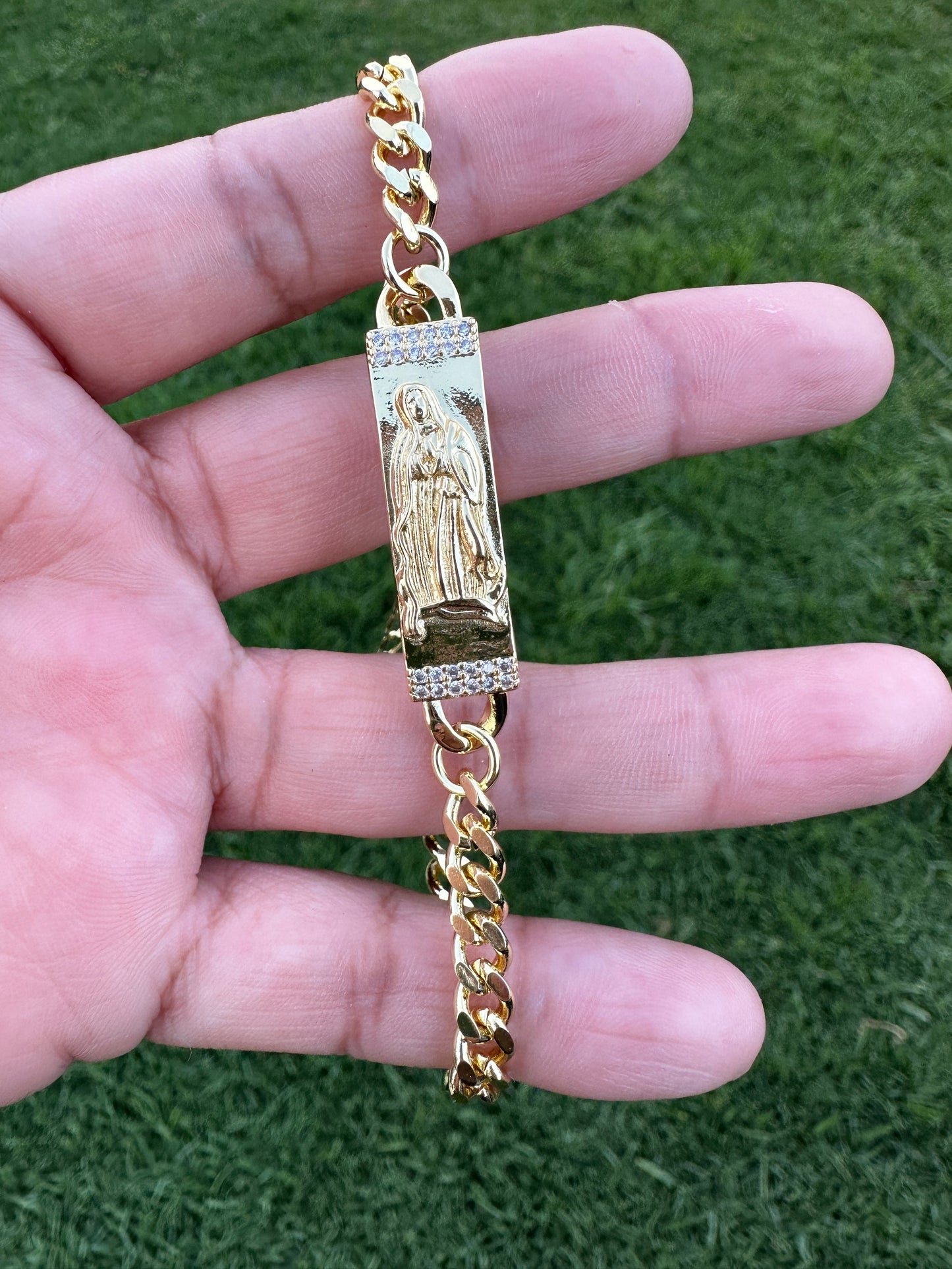 Virgin Mary Cuban Bracelet Gold Plated - Esclava Virgencita