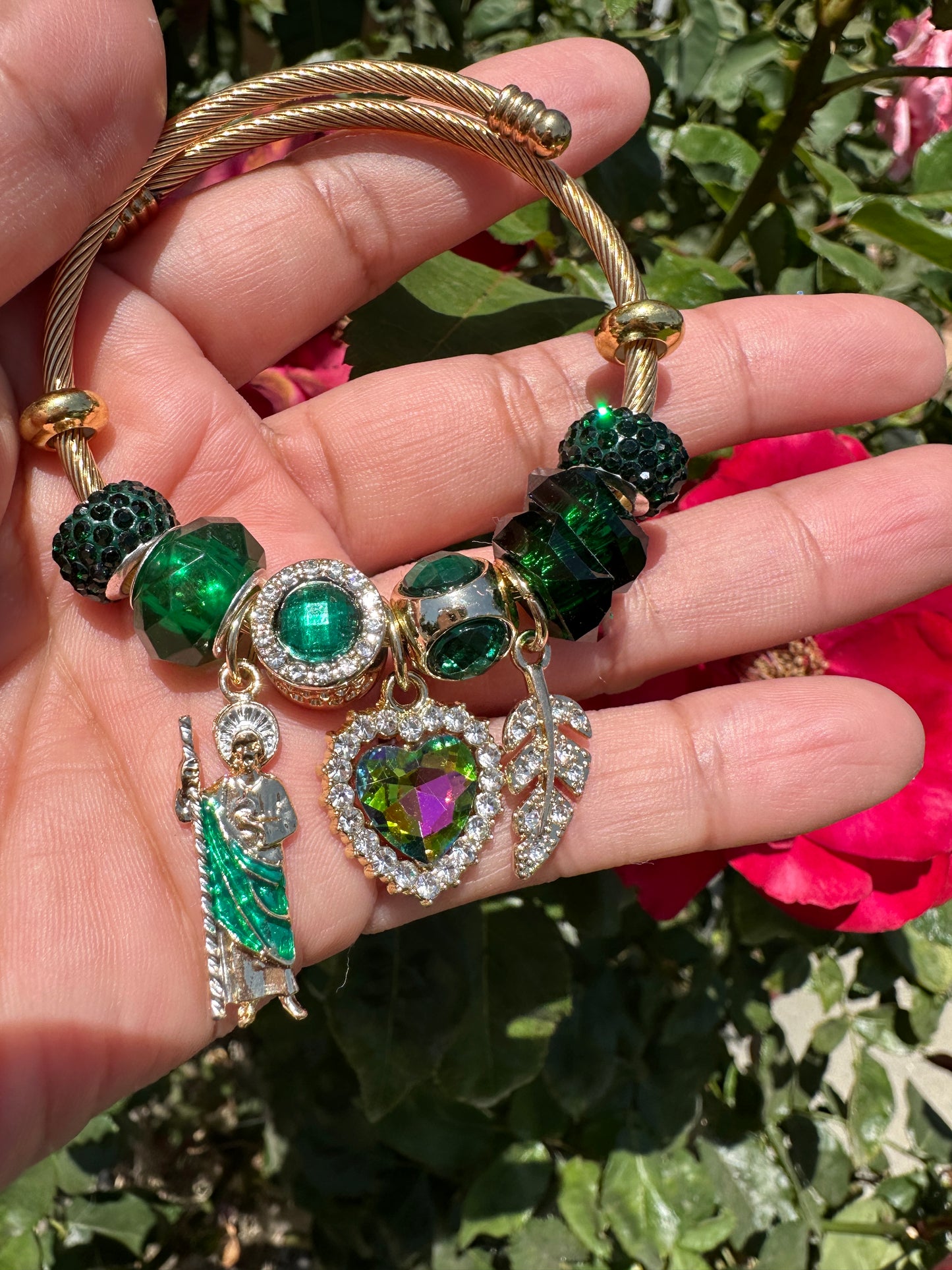 Green St.Jude Charm Bracelet