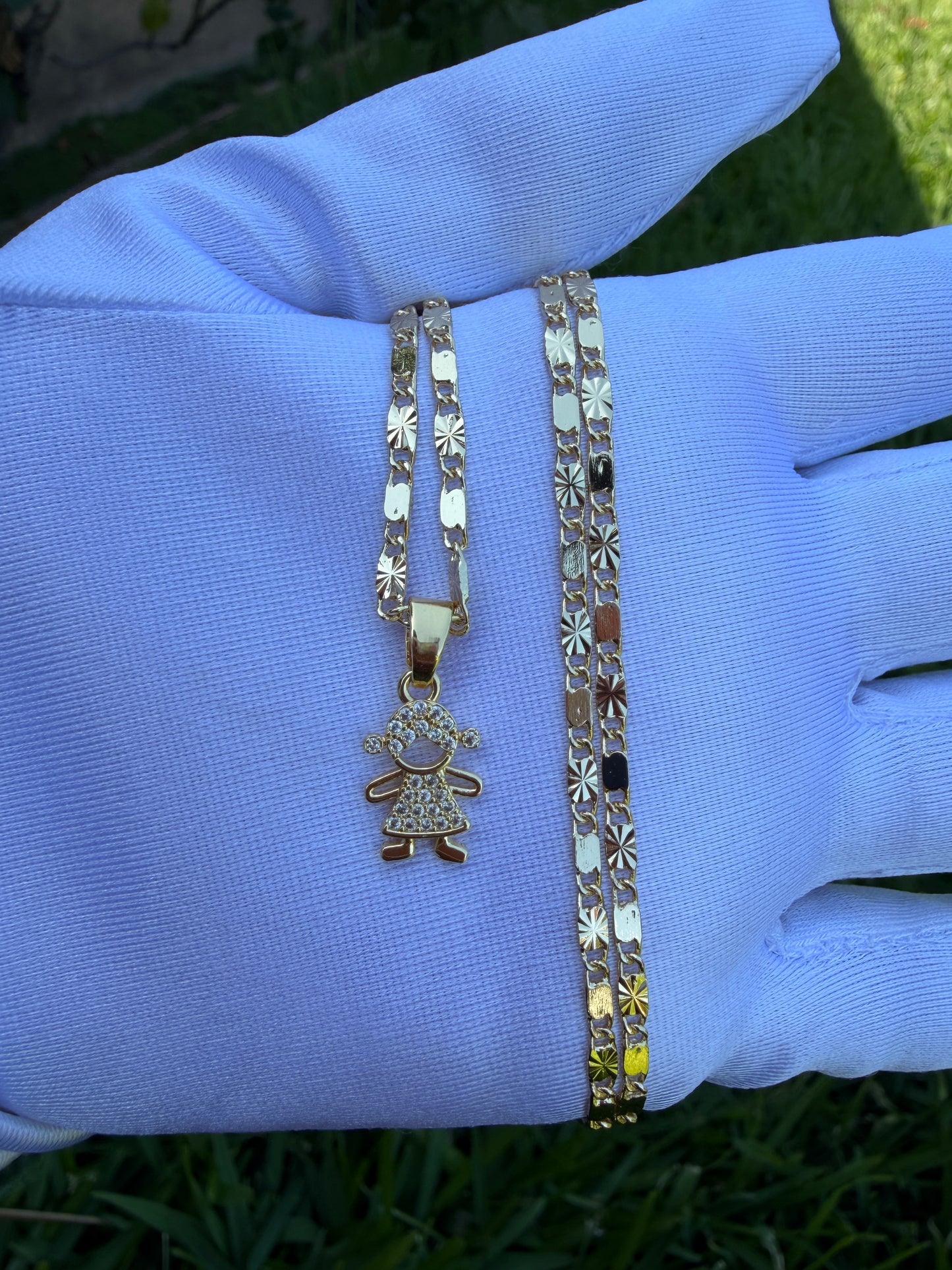 Boy Girl Charm Necklace with Chain - Gold Color Fashionable Design, Perfect for Everyday Wear