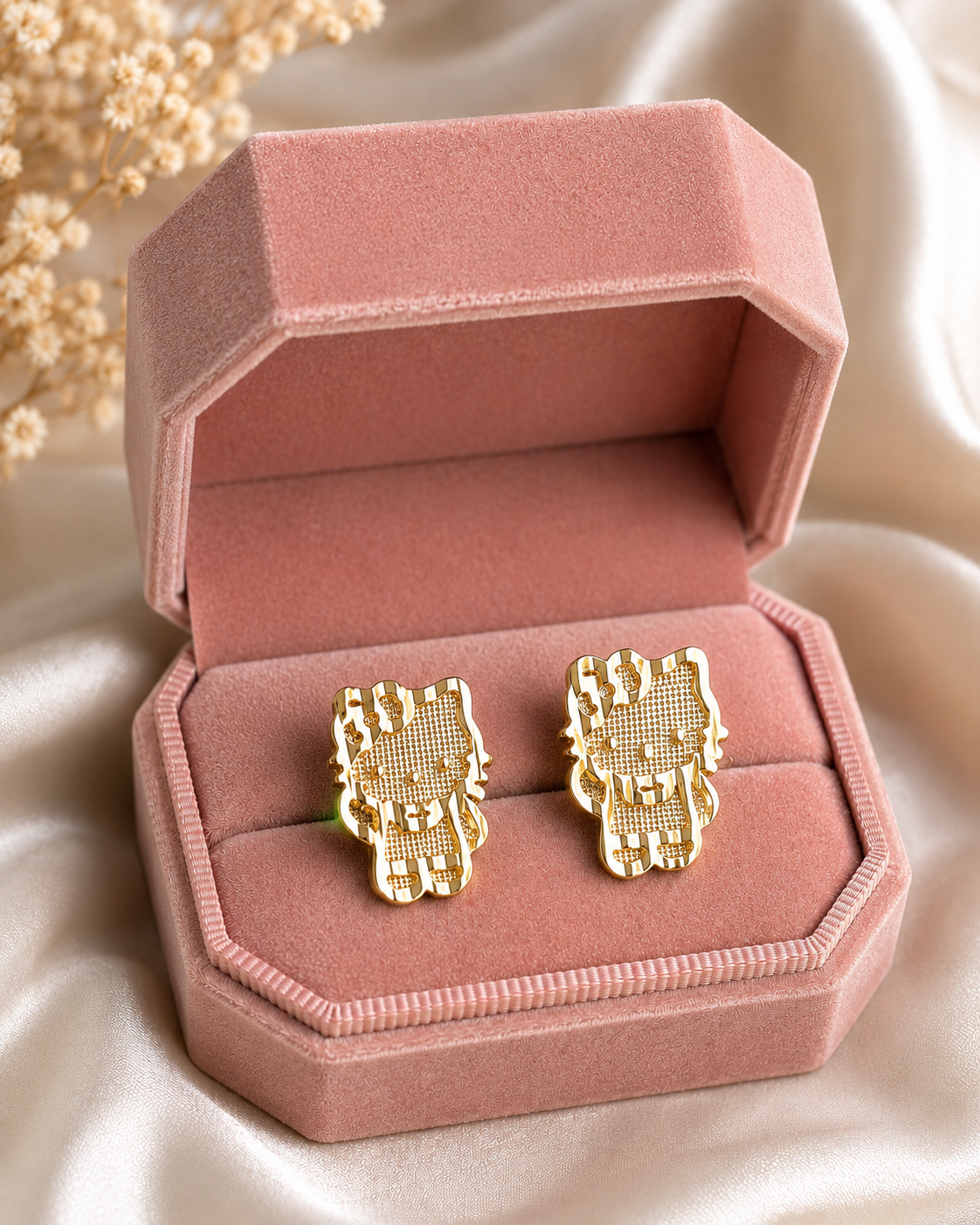 Full body Kitty Earrings Gold Plated