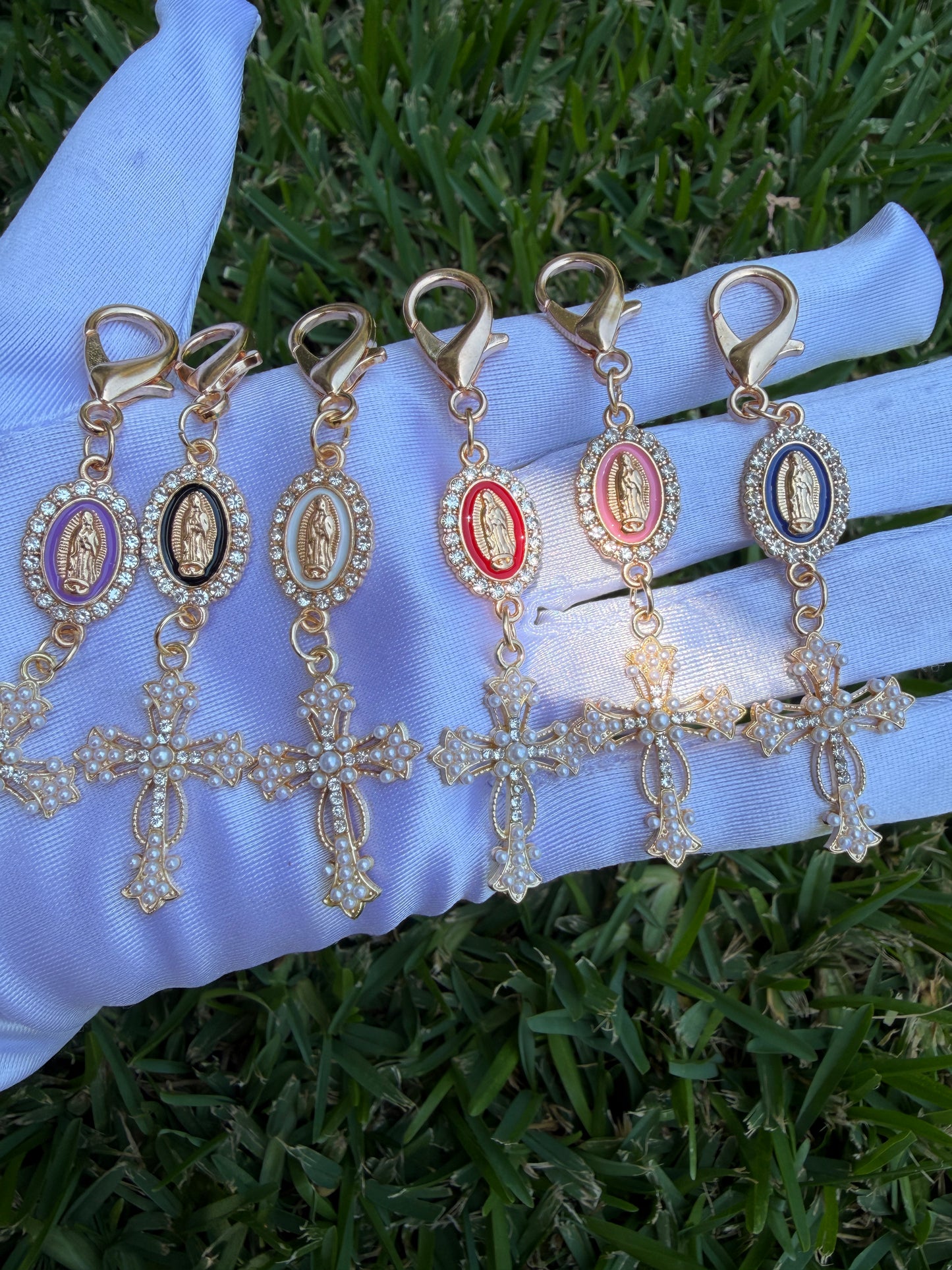 Stylish Cross Keychain with Virgin Mary Charm , Stylish Keychain