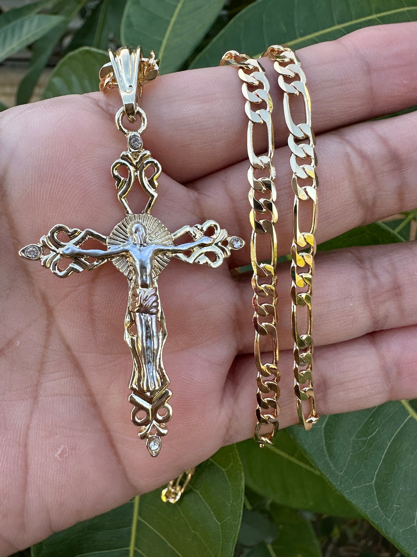 “Thorns” Cross Necklace Gold Plated tricolor