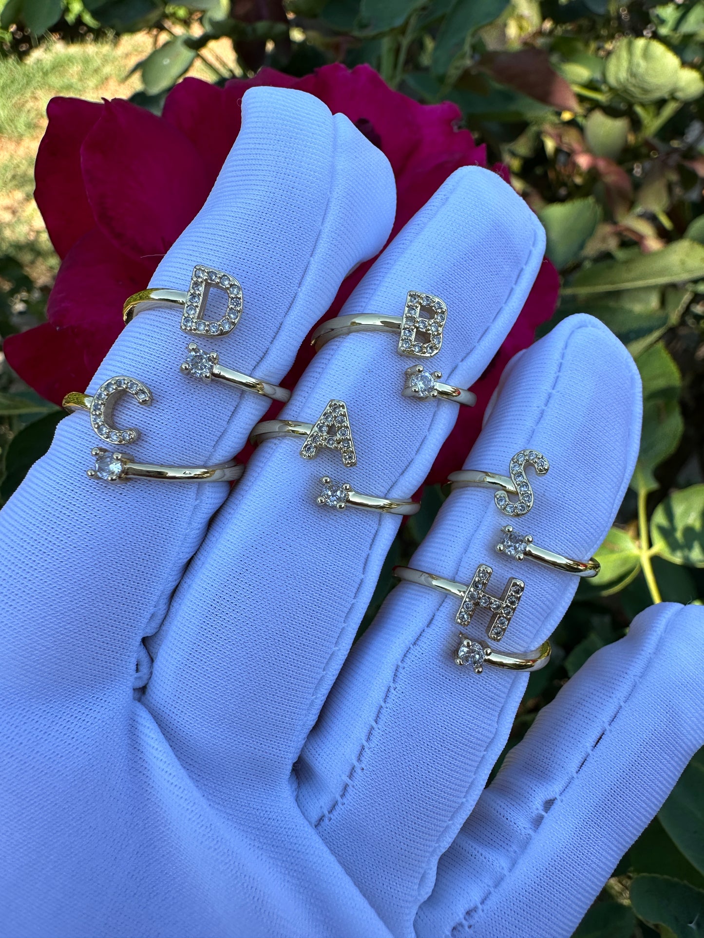 Letter Initial Adjustable Rings for him or her gold plated