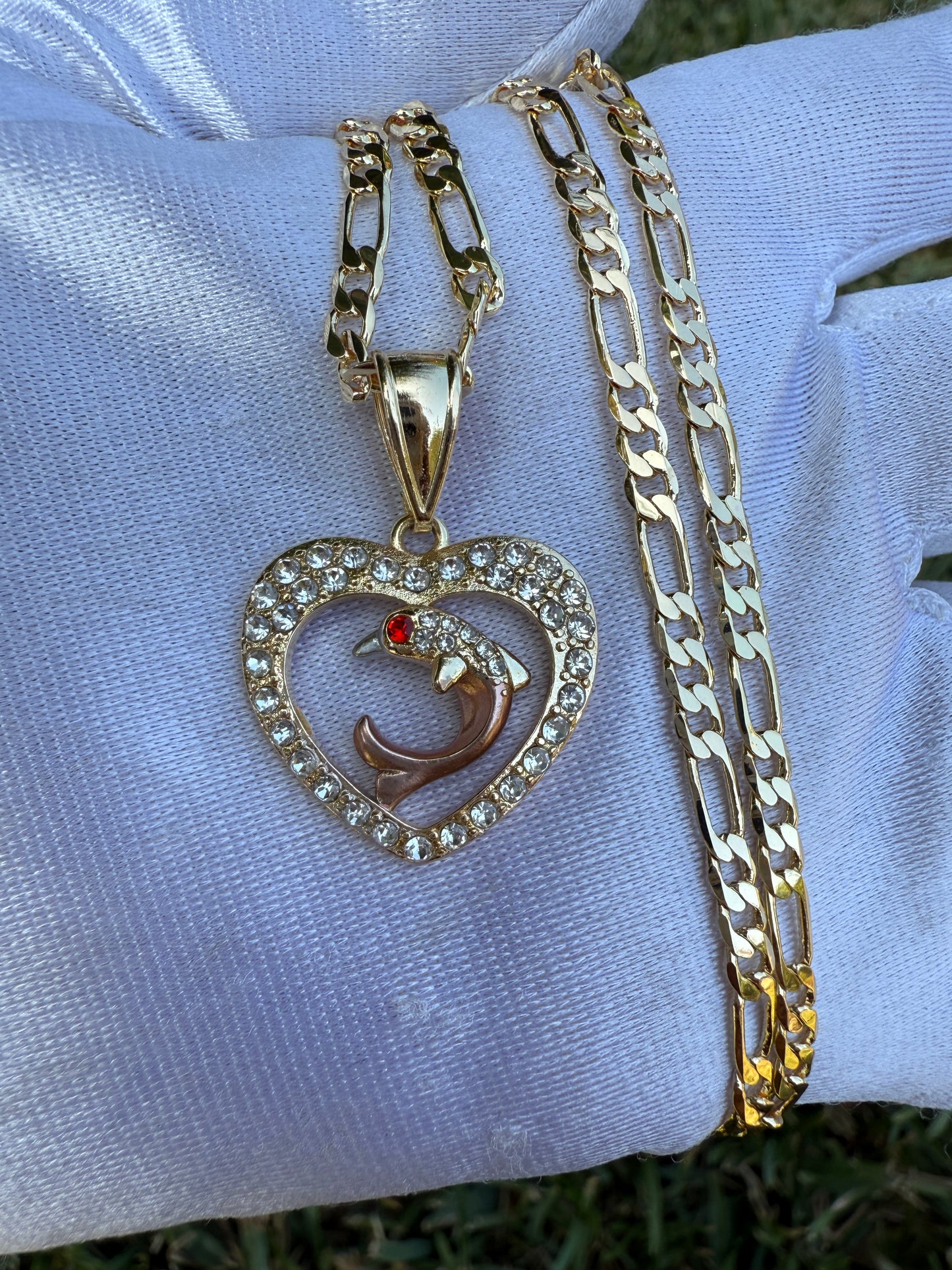 Heart Necklace with Dolphin or Butterfly with 20” chain