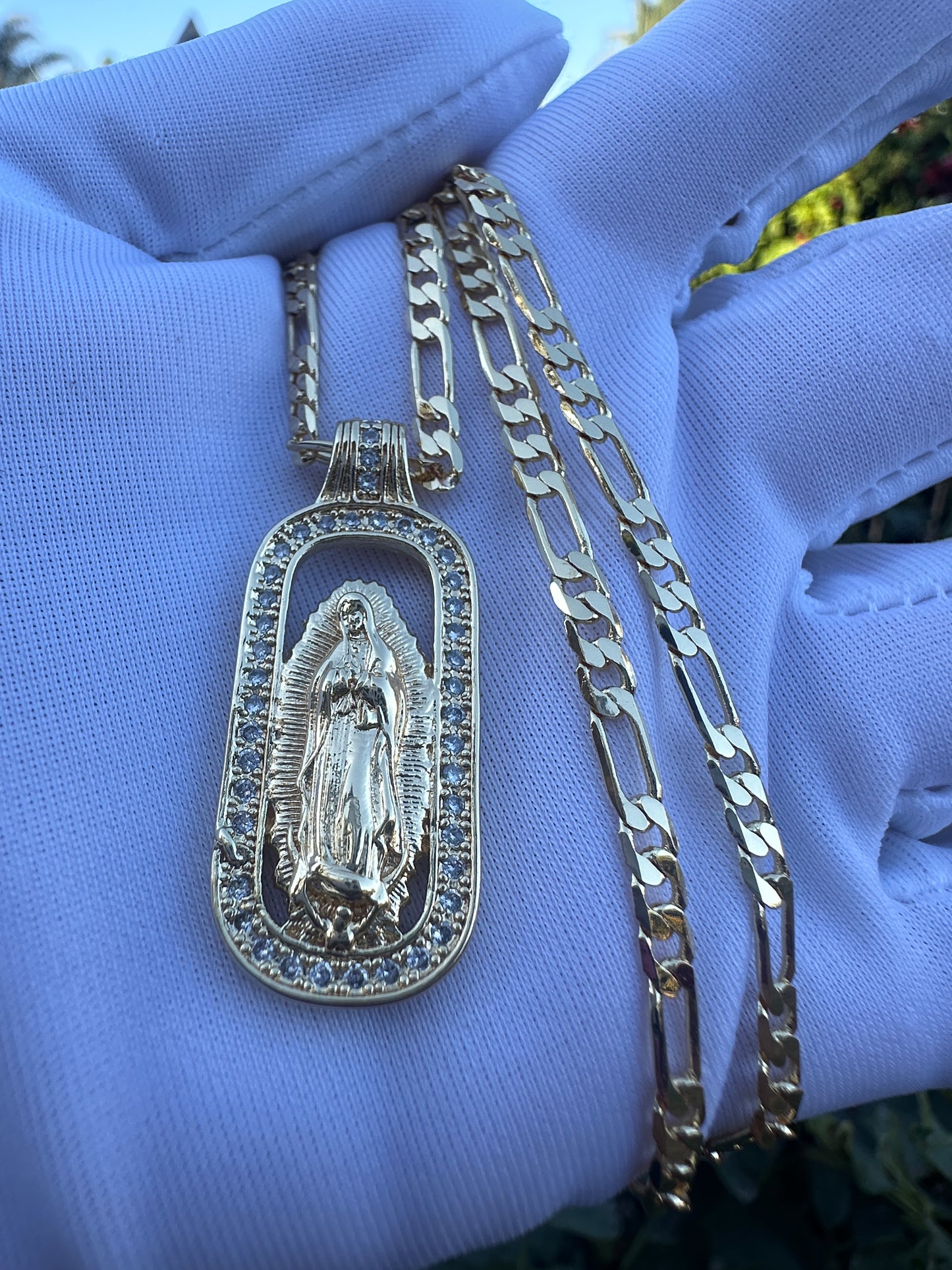 Virgin Of Guadalupe Necklace Gold Plated for him or her